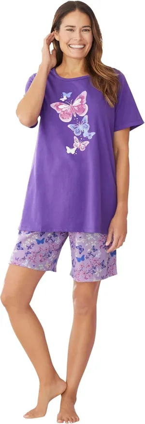 Dreams & Co. Plus Size Knit Pj Short Set