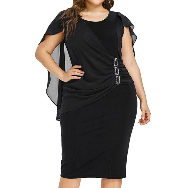 Dress Casual Chiffon Plus Size Solid O-Neck Sleeveless Loose Dresses