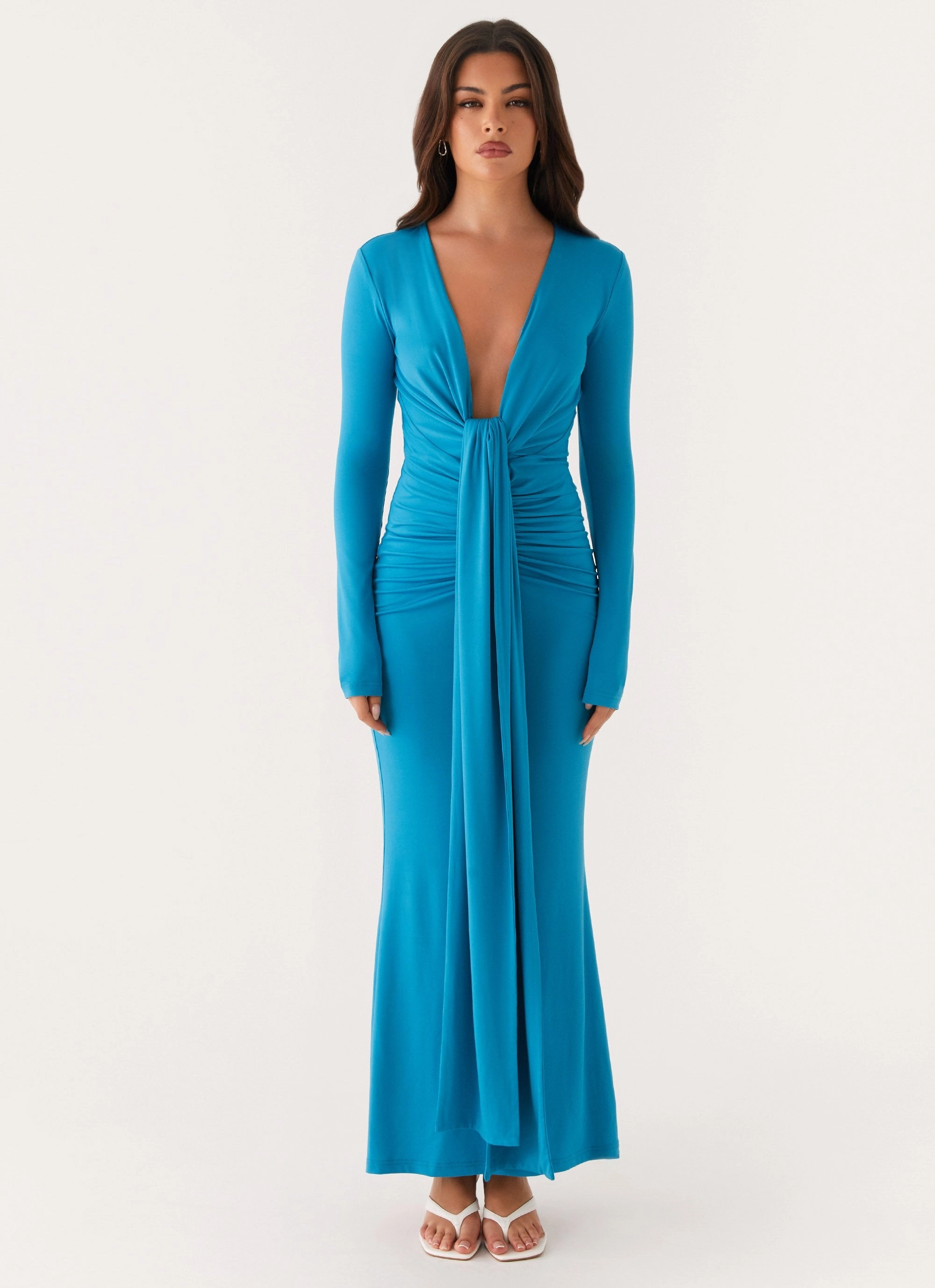 Miesha Long Sleeve Maxi Dress - Blue Contemporary Look