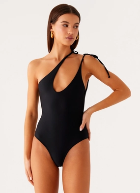 Drifted One Piece Swimsuit - Black Bold Graphics Honeymoon Essential Freedom of movement Drifted One Piece Swimsuit - Black