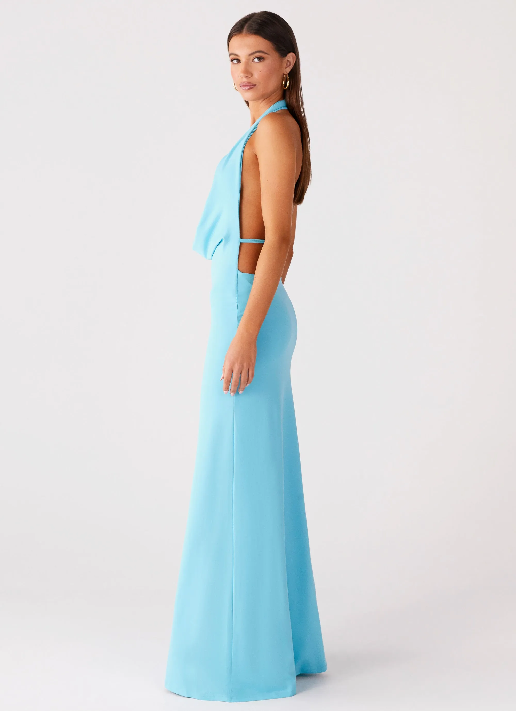 Driftwood Cowl Maxi Dress - Turquoise Layered Look Unisex Choice