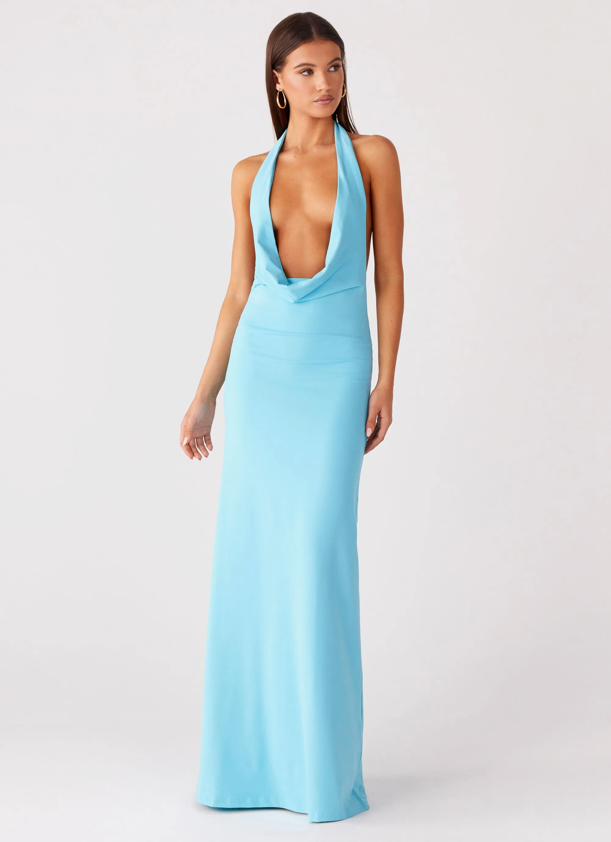 Driftwood Cowl Maxi Dress - Turquoise Tagless label