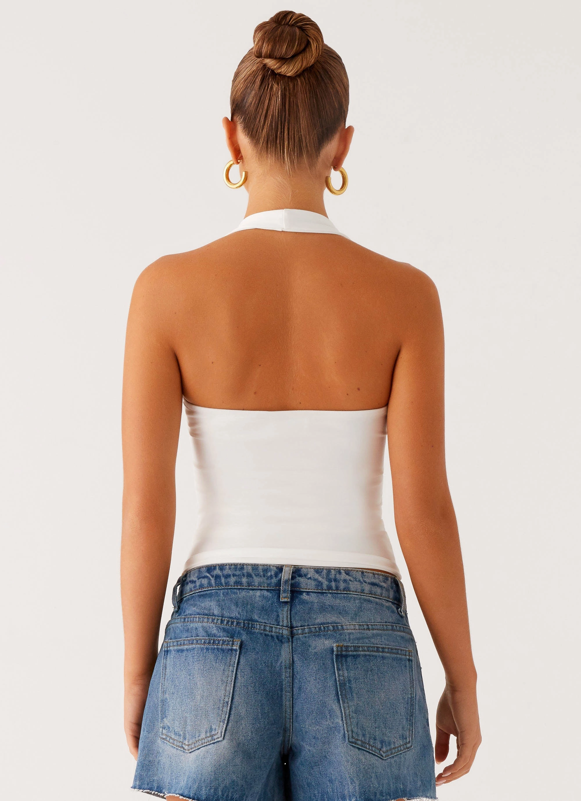 Diego Halter Top - Off White Layered Shoulder