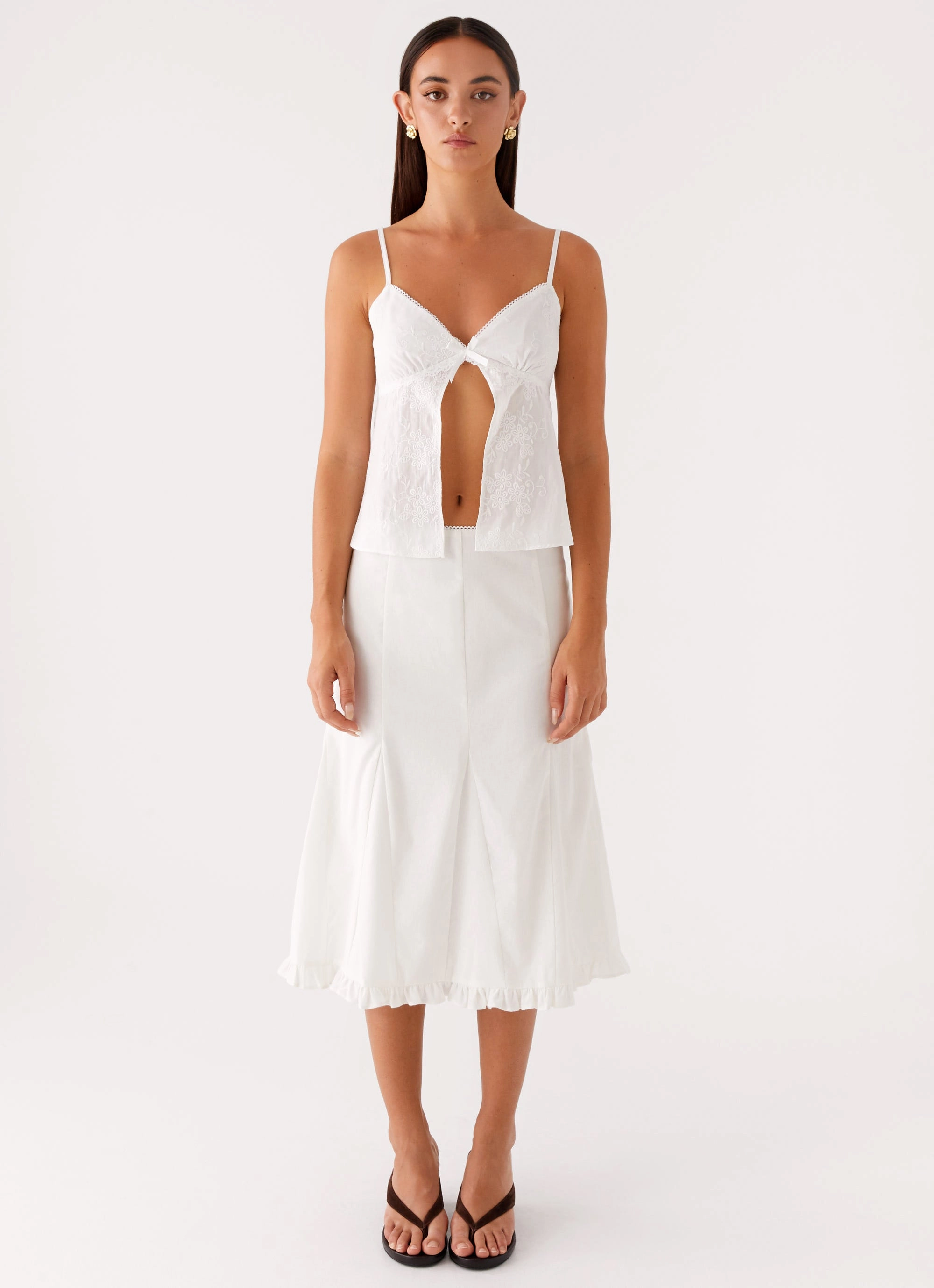 Irena Cami Top - White Pocket Reinforcement Elasticized Cuffs
