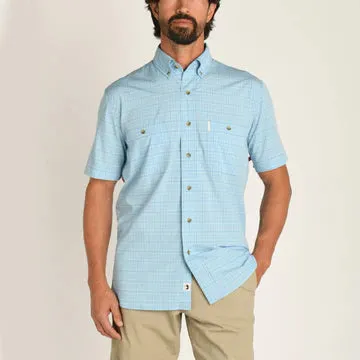 Duck Head: Howland SS Plaid Performance Poplin Guide Shirt: Sky Blue