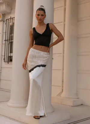 Lightweight texture Neat Mood Duet Lace Maxi Skirt - Ivory