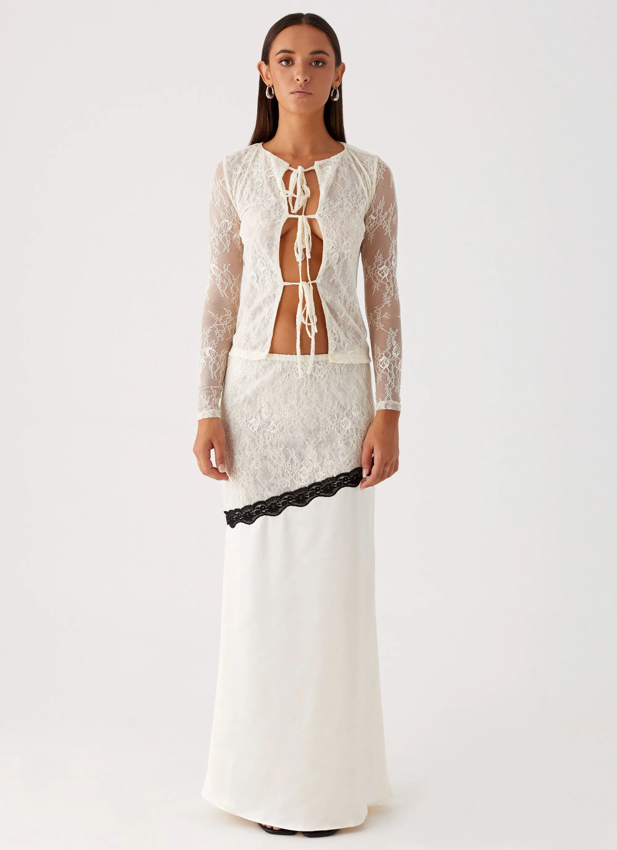 No Ride Up Duet Lace Maxi Skirt - Ivory
