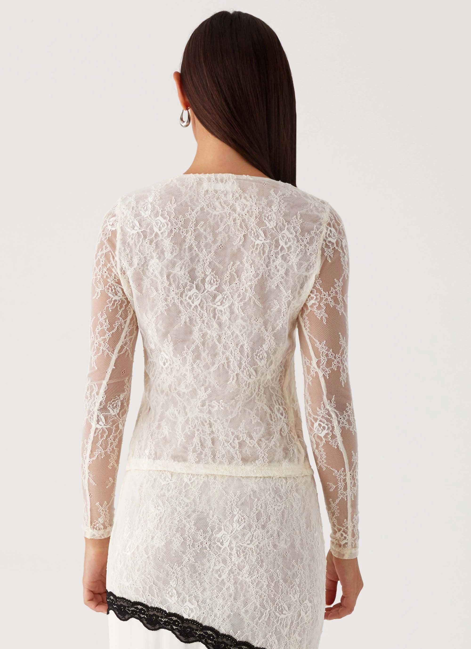 Duet Long Sleeve Top - Ivory Low Profile Collar Long Sleeve Polo