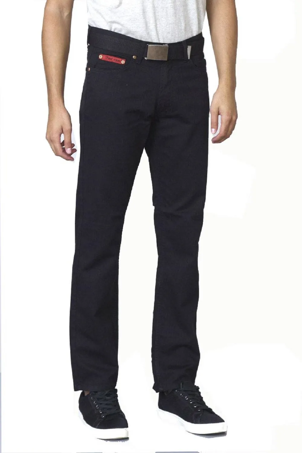 Duke Men's Plus Size Jeans Bedford Cord With Belt in Black Waist 40 to 60"