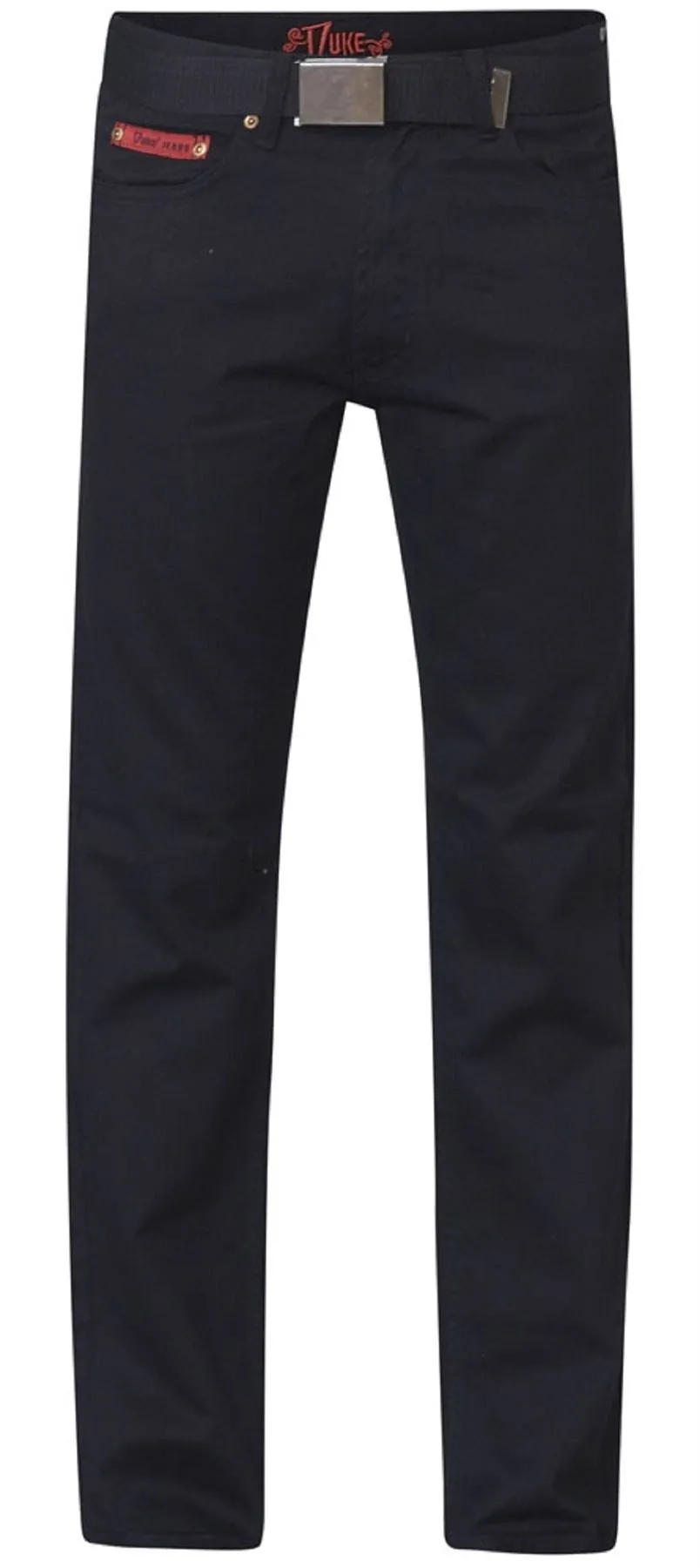 Duke Men's Plus Size Jeans Bedford Cord With Belt in Black Waist 40 to 60"