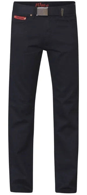 Duke Men's Plus Size Jeans Bedford Cord With Belt in Black Waist 40 to 60"