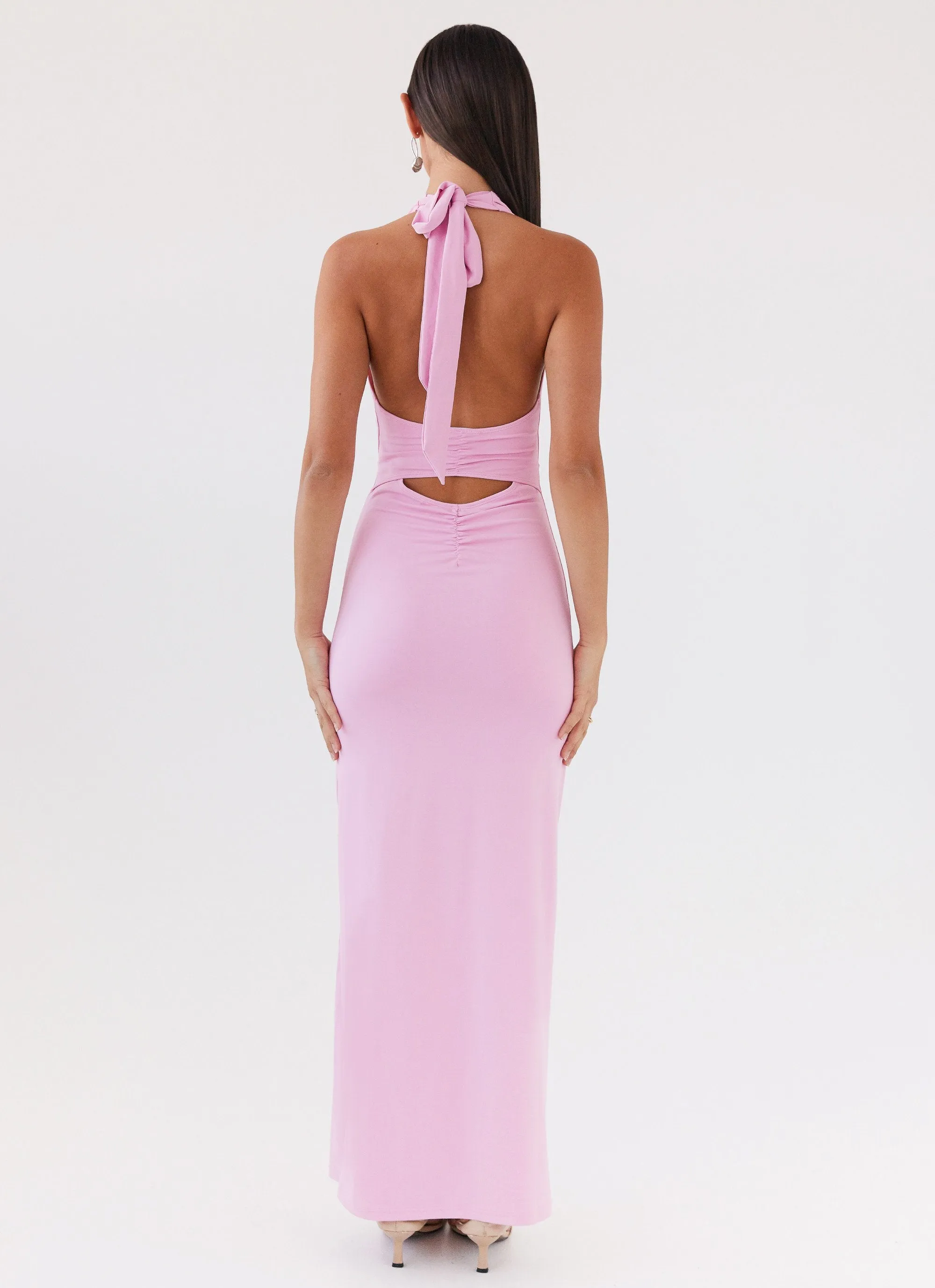Whisked Away Halterneck Maxi Dress - Pink High Street Fashion