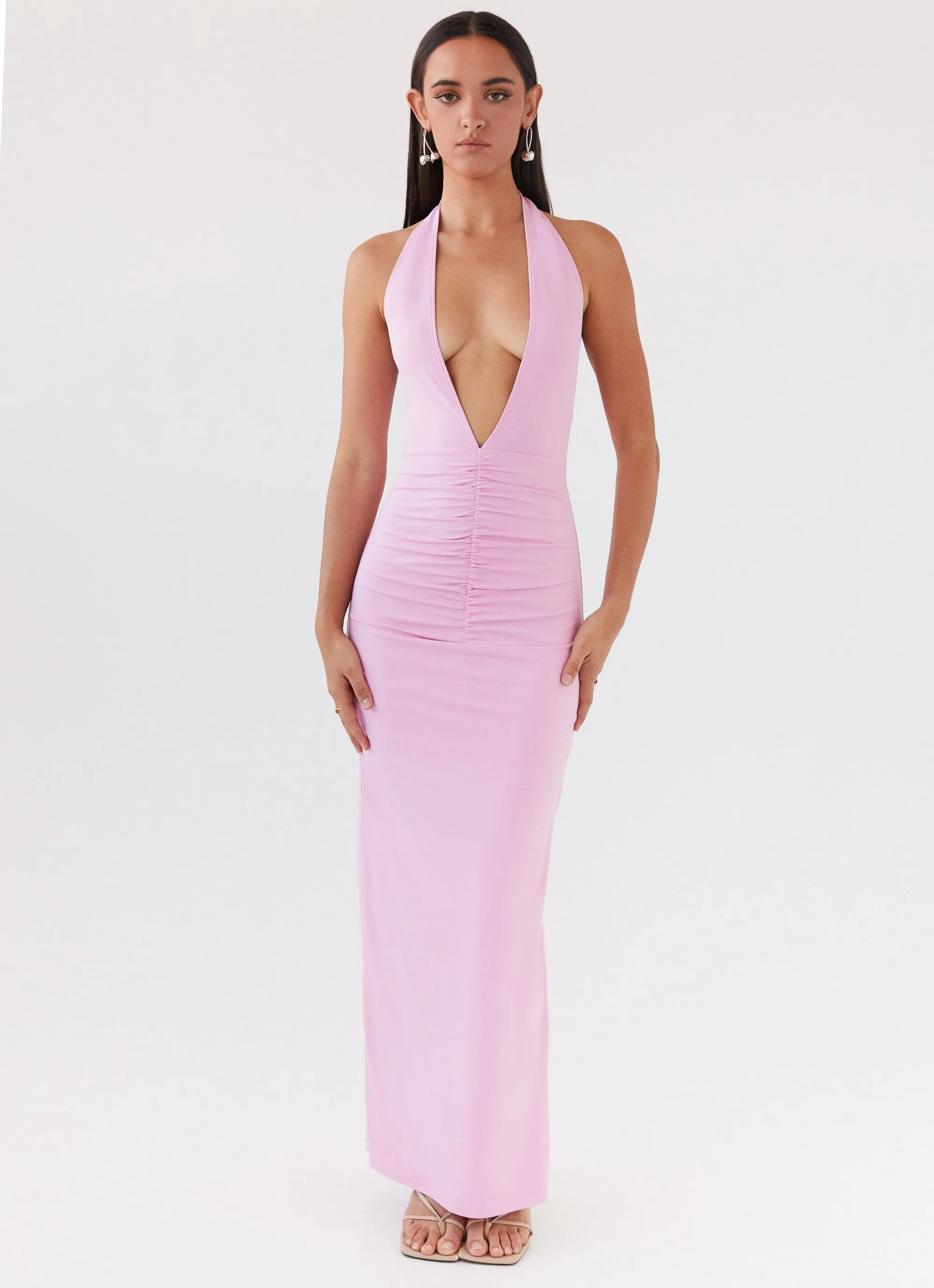 hypoallergenic Graduation Attire Whisked Away Halterneck Maxi Dress - Pink