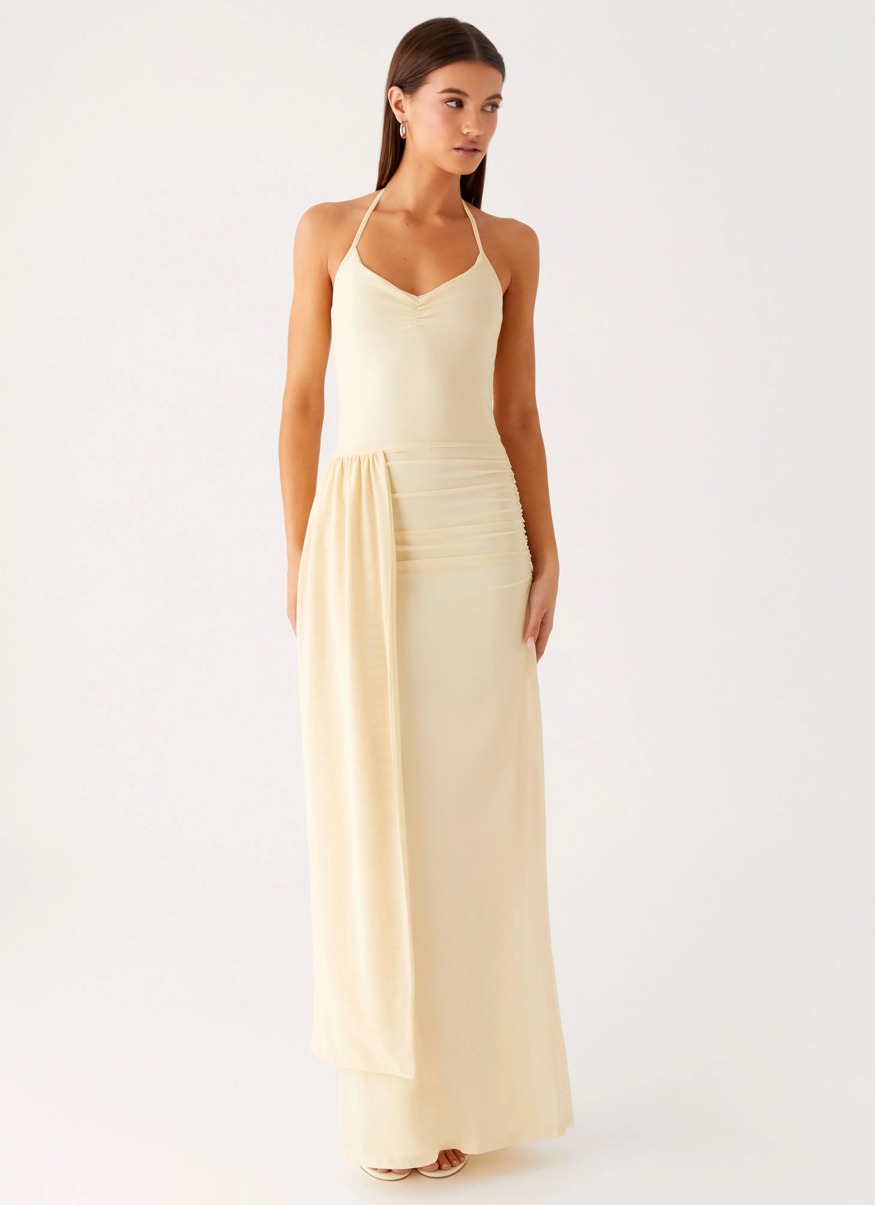 Signal Halter Maxi Dress - Sunny Yellow Quick Dry Technology