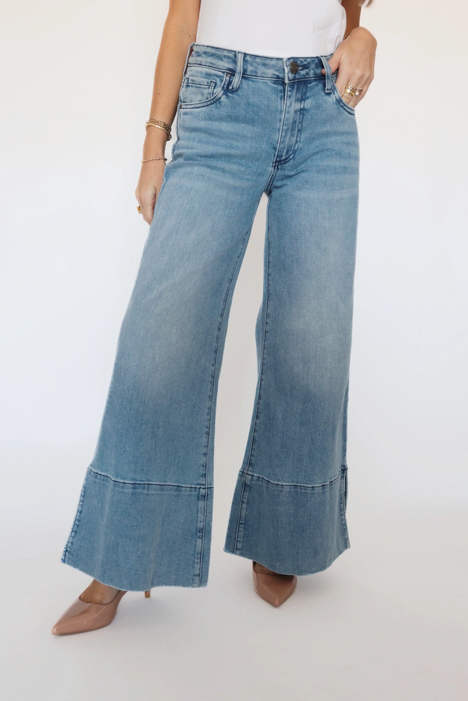 ThermalInsulation ContrastPlacket Goldie Mid Rise Flare- Famous -FINAL SALE