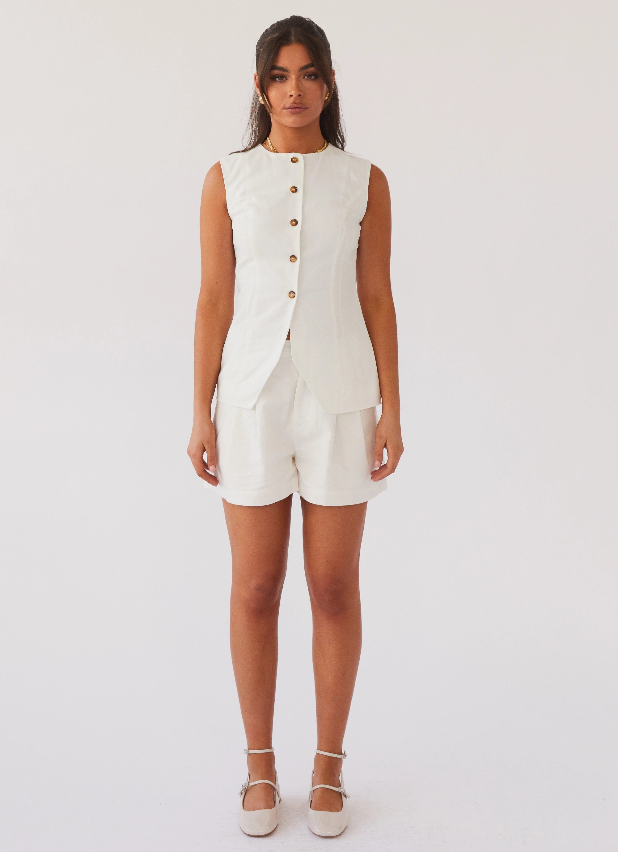 Knit Fabric Technology Born For Bordeaux Linen Vest - White