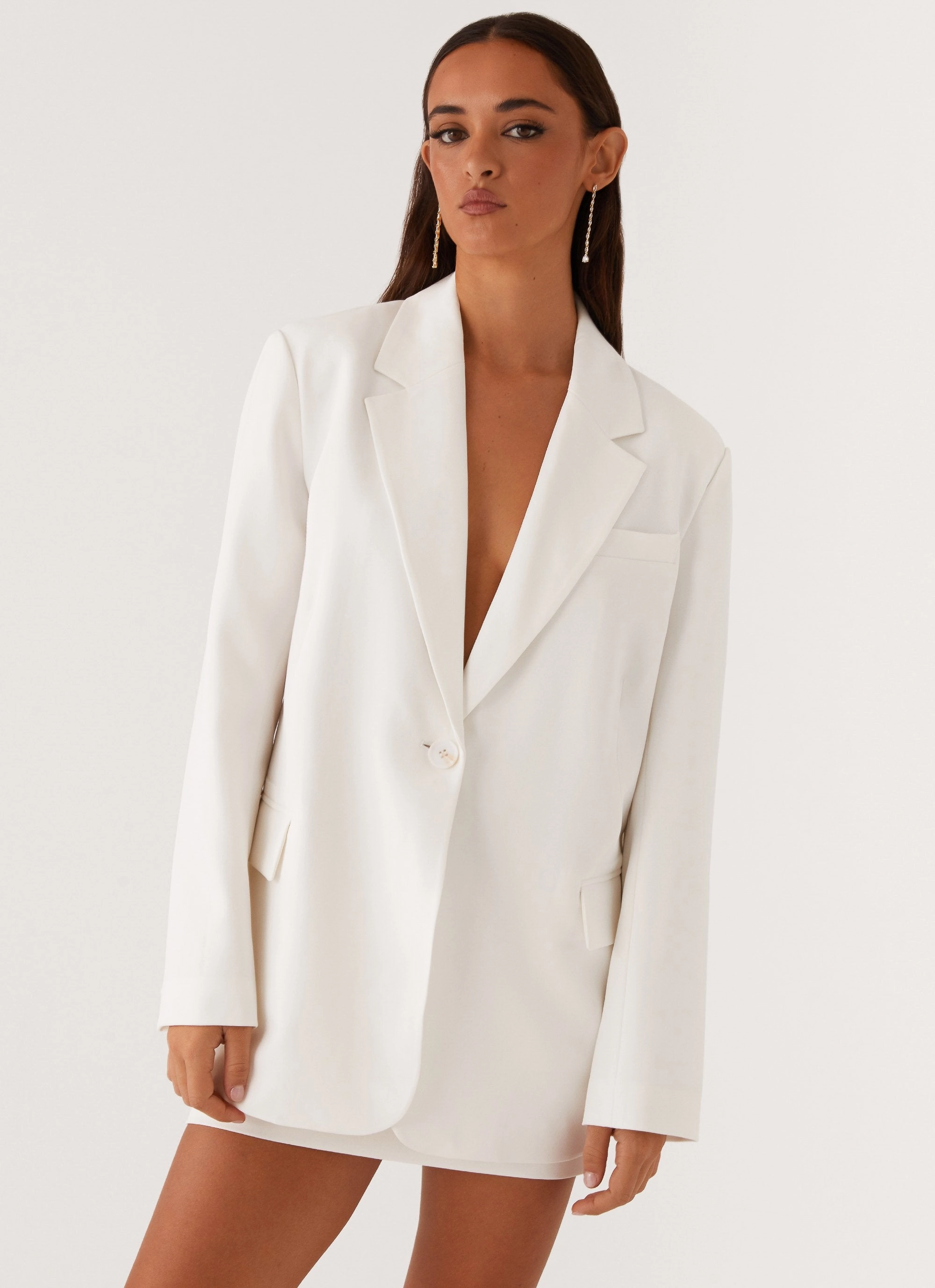 Concrete Jungle Oversized Blazer - Off White Outdoor Style Staple Fleece Backing