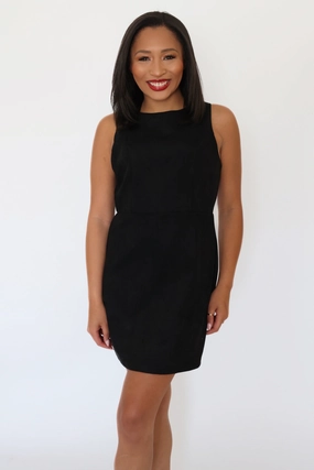 Durable Ribbed Trim Tuscany Faux Suede Mini Dress (FINAL SALE) AntiStaticTreatment Tuscany Faux Suede Mini Dress (FINAL SALE)