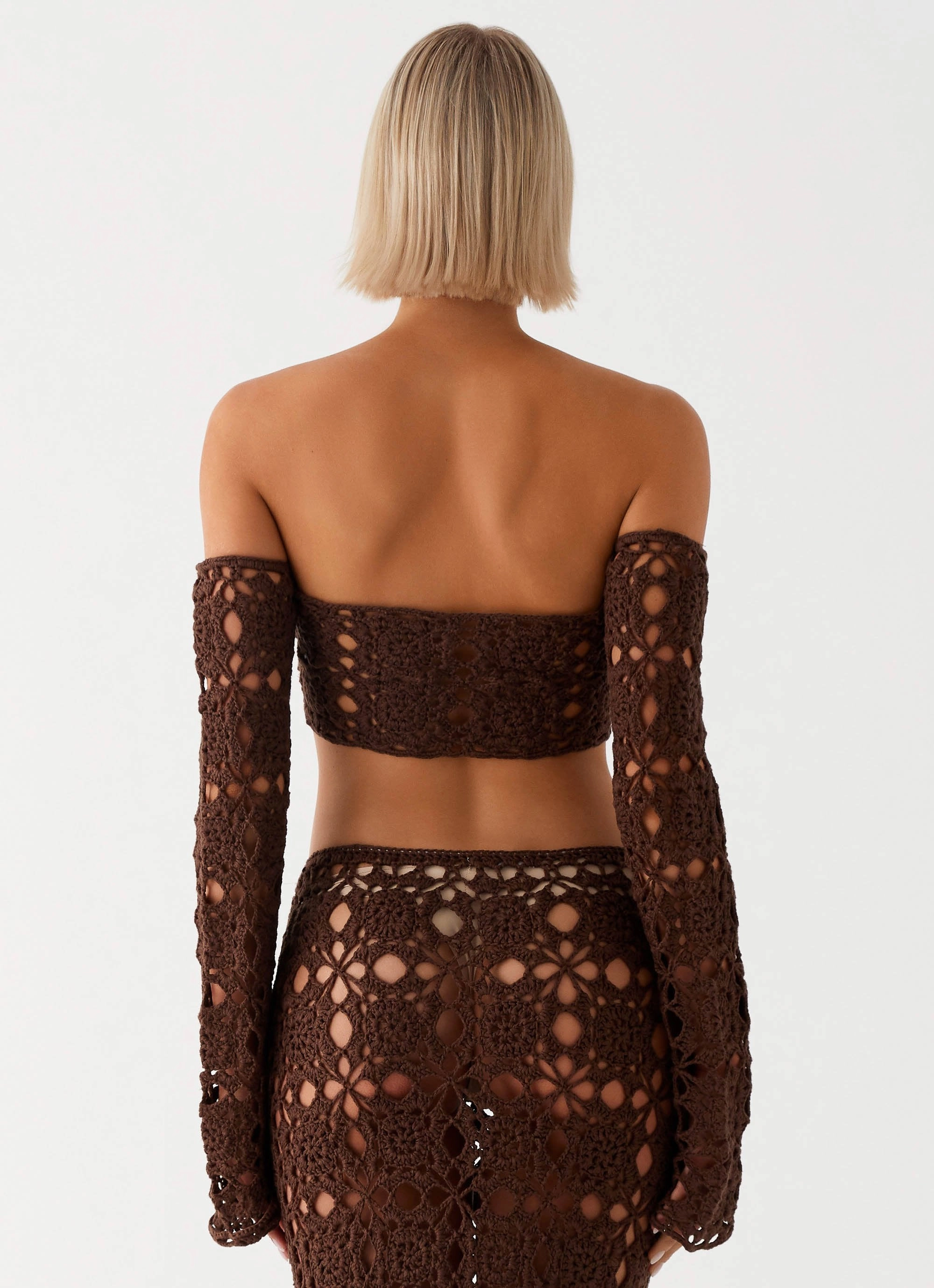 Sorrentino Crochet Long Sleeve Top - Chocolate Wear Resistant Fabric