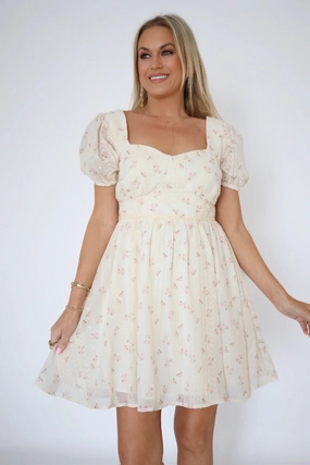 Flex Fit Shoulder Construction Spring Bloom Mini Dress (FINAL SALE)