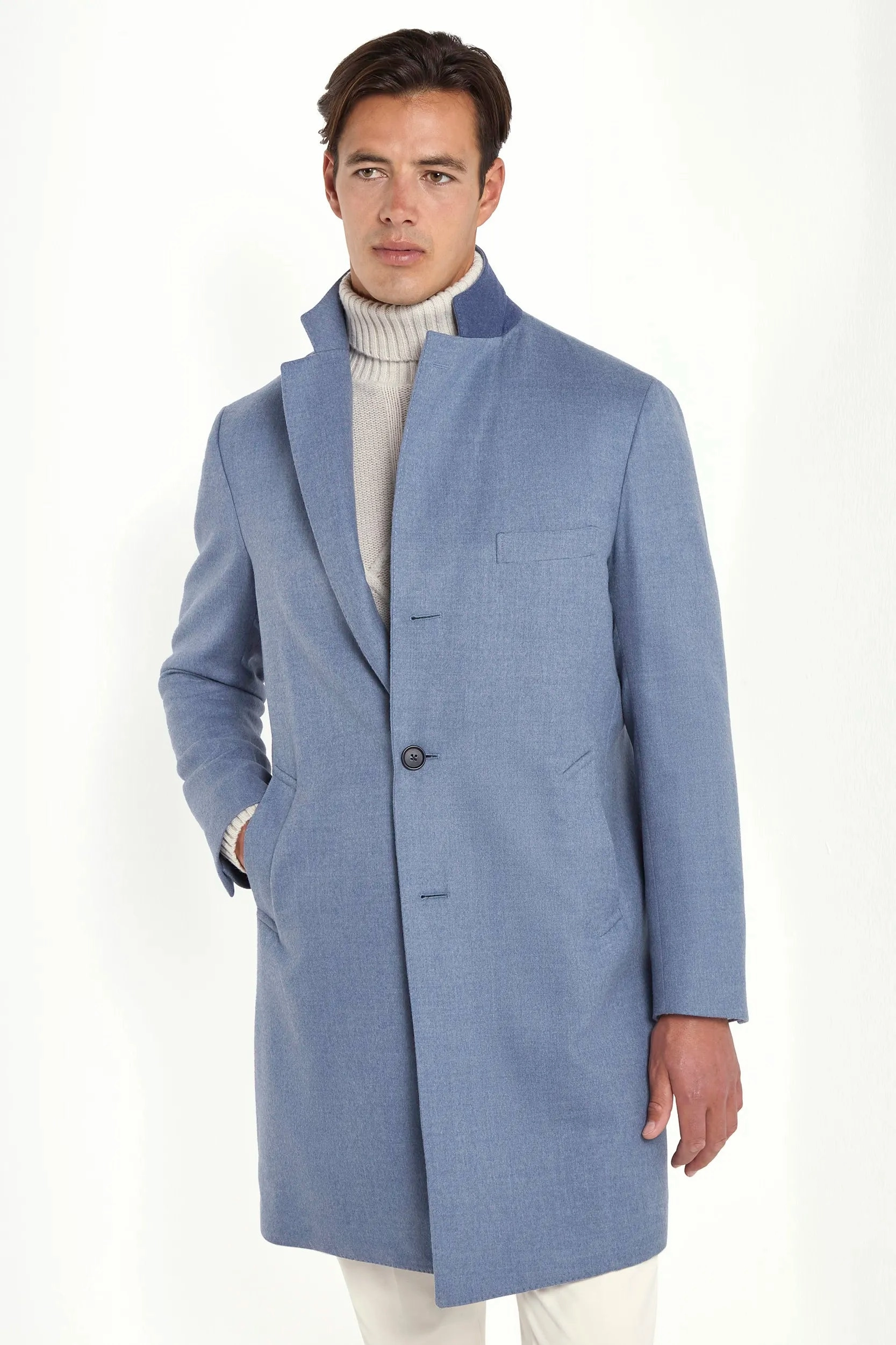 Dusty blue overcoat - Made in Italy