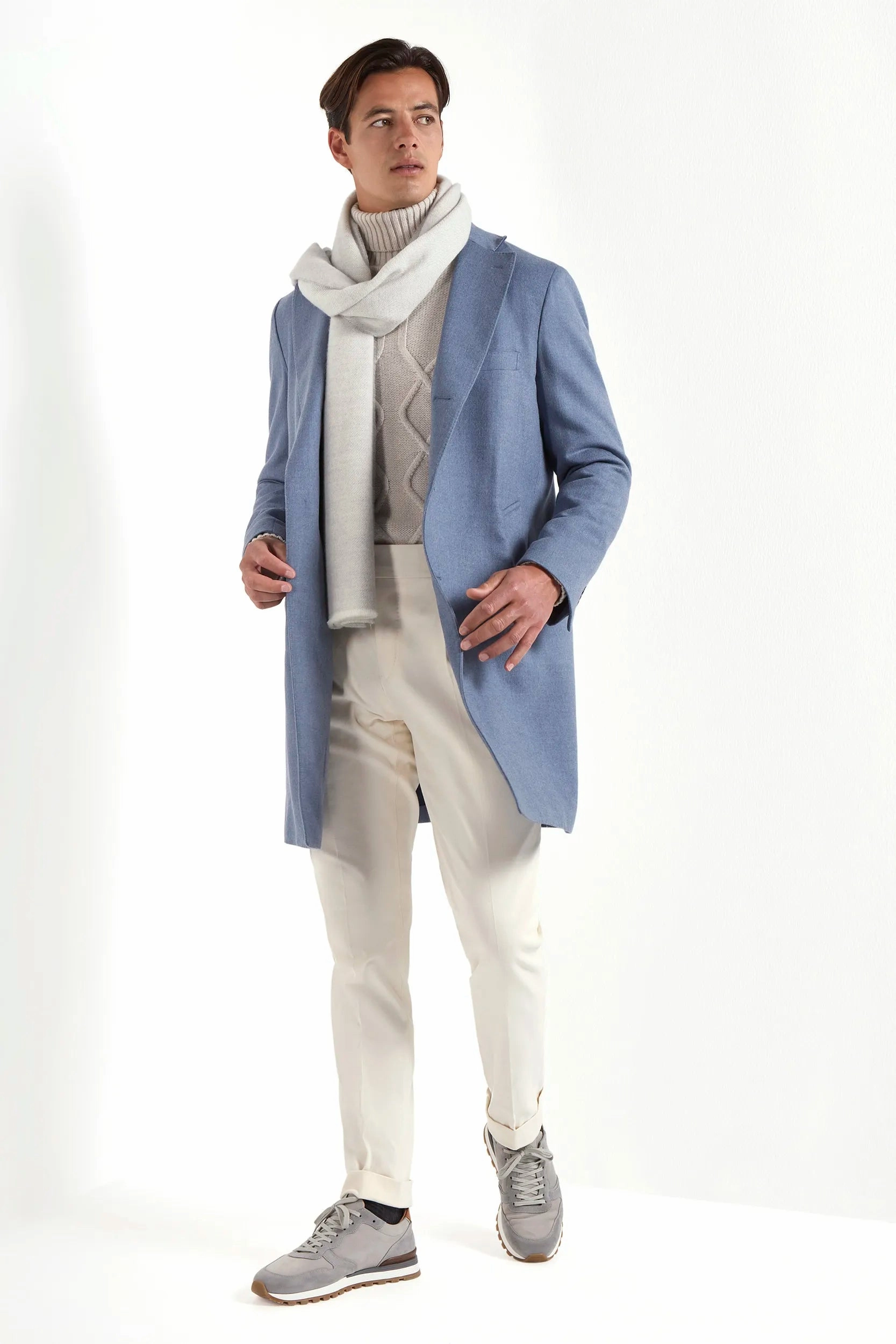 Dusty blue overcoat - Made in Italy
