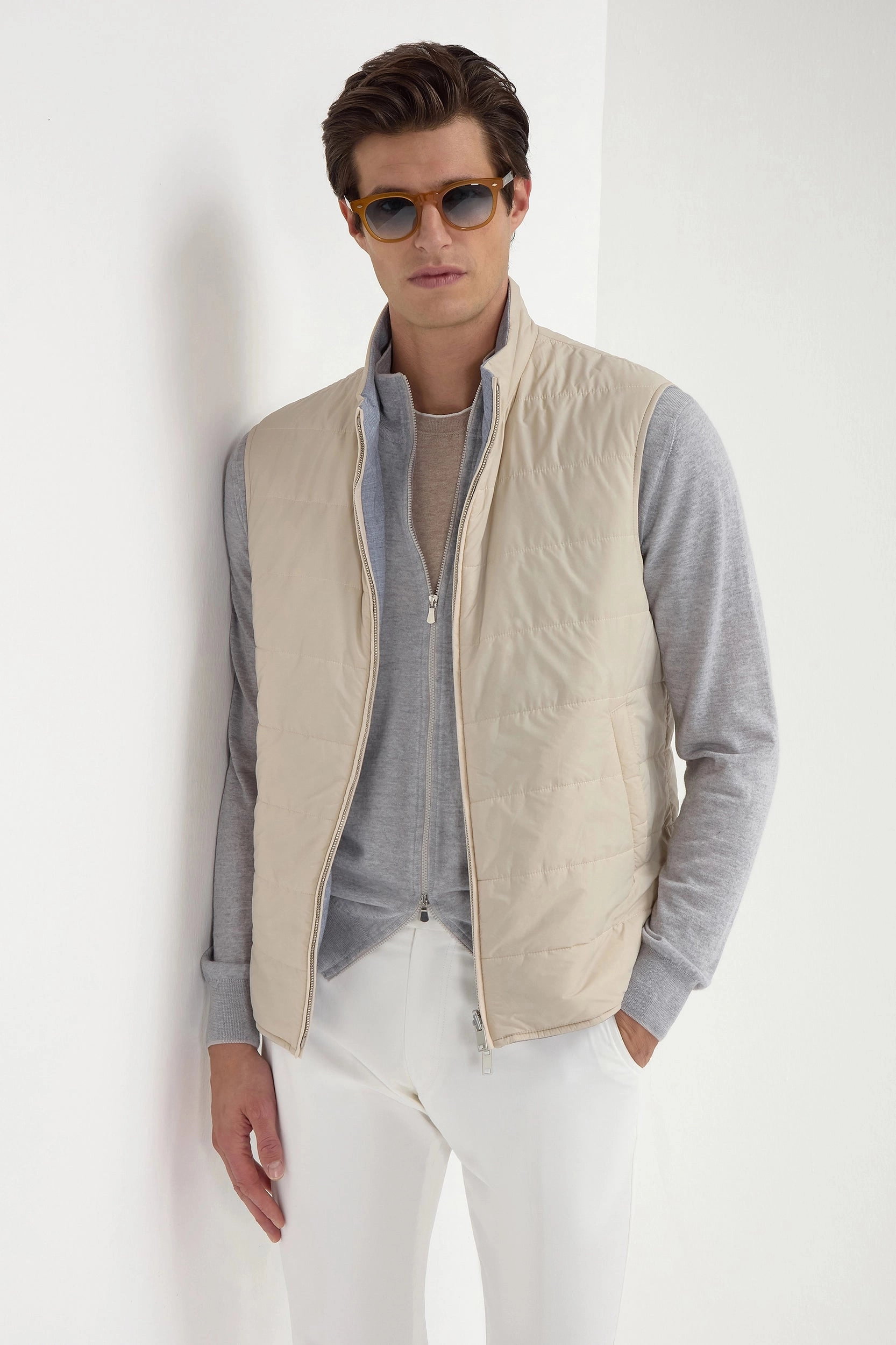 Dusty blue reversible vest - Made in Italy