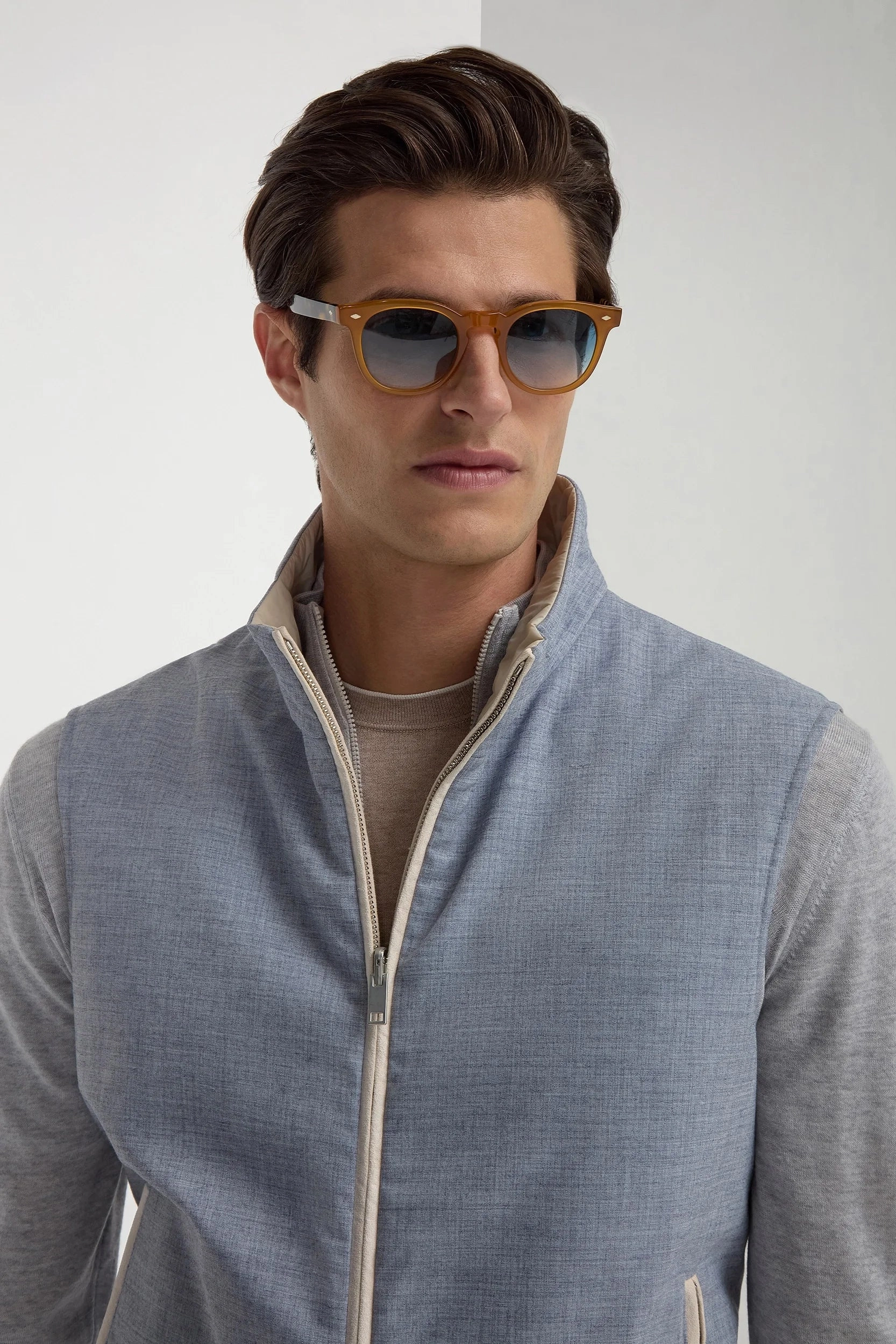 Dusty blue reversible vest - Made in Italy