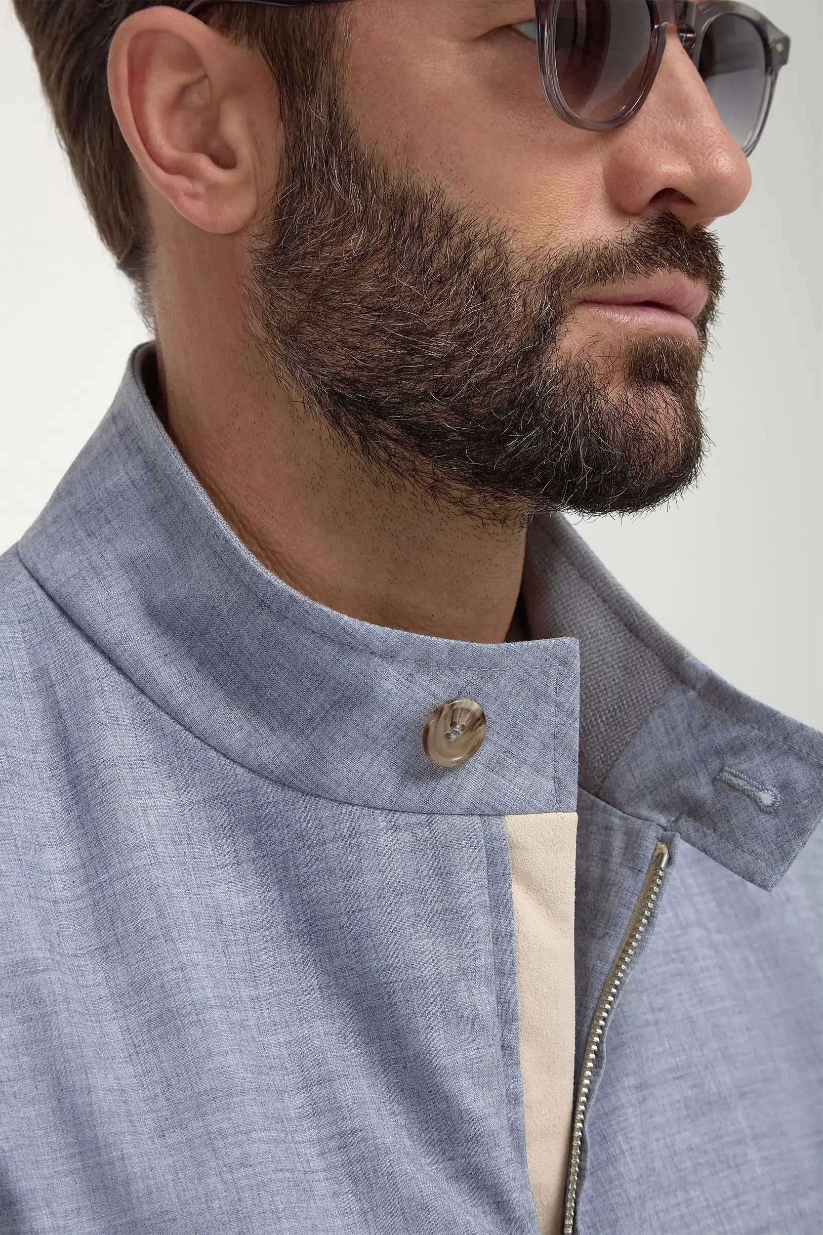 Dusty blue short jacket - Made in Italy