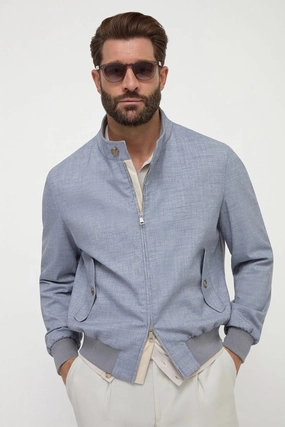 Dusty blue short jacket - Made in Italy