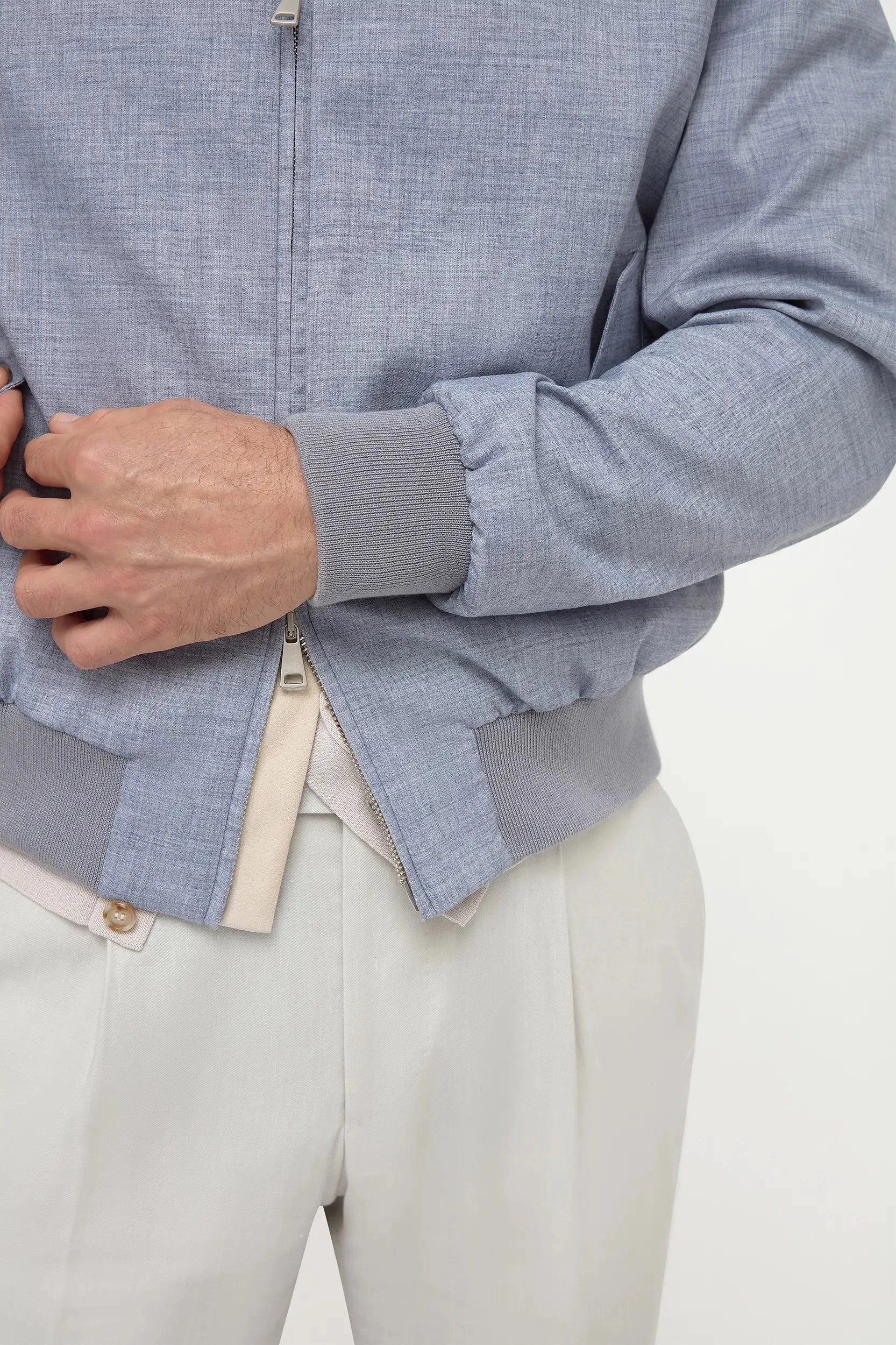 Dusty blue short jacket - Made in Italy