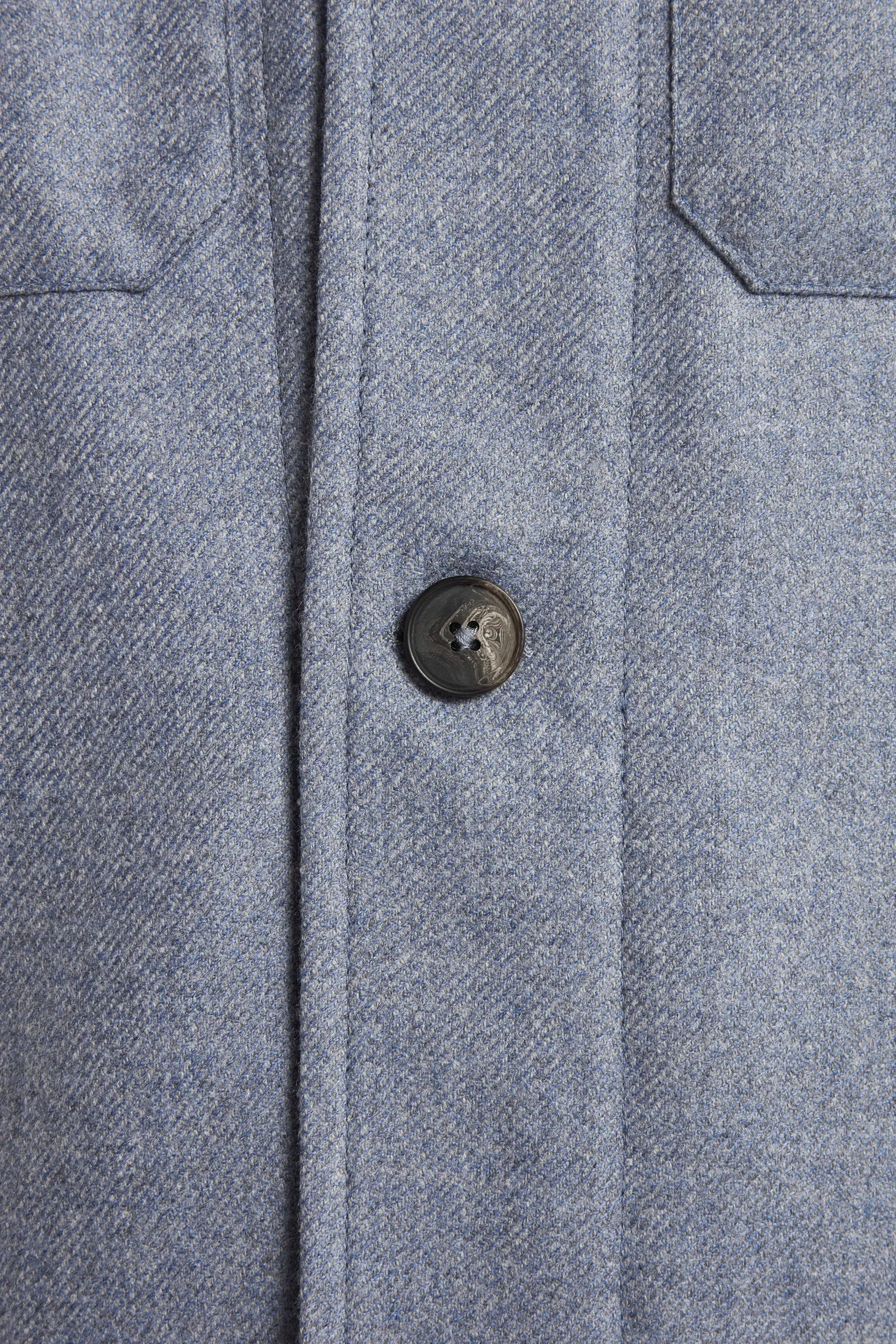 Dusty blue wool and cashmere shirt jacket  - Made in Italy