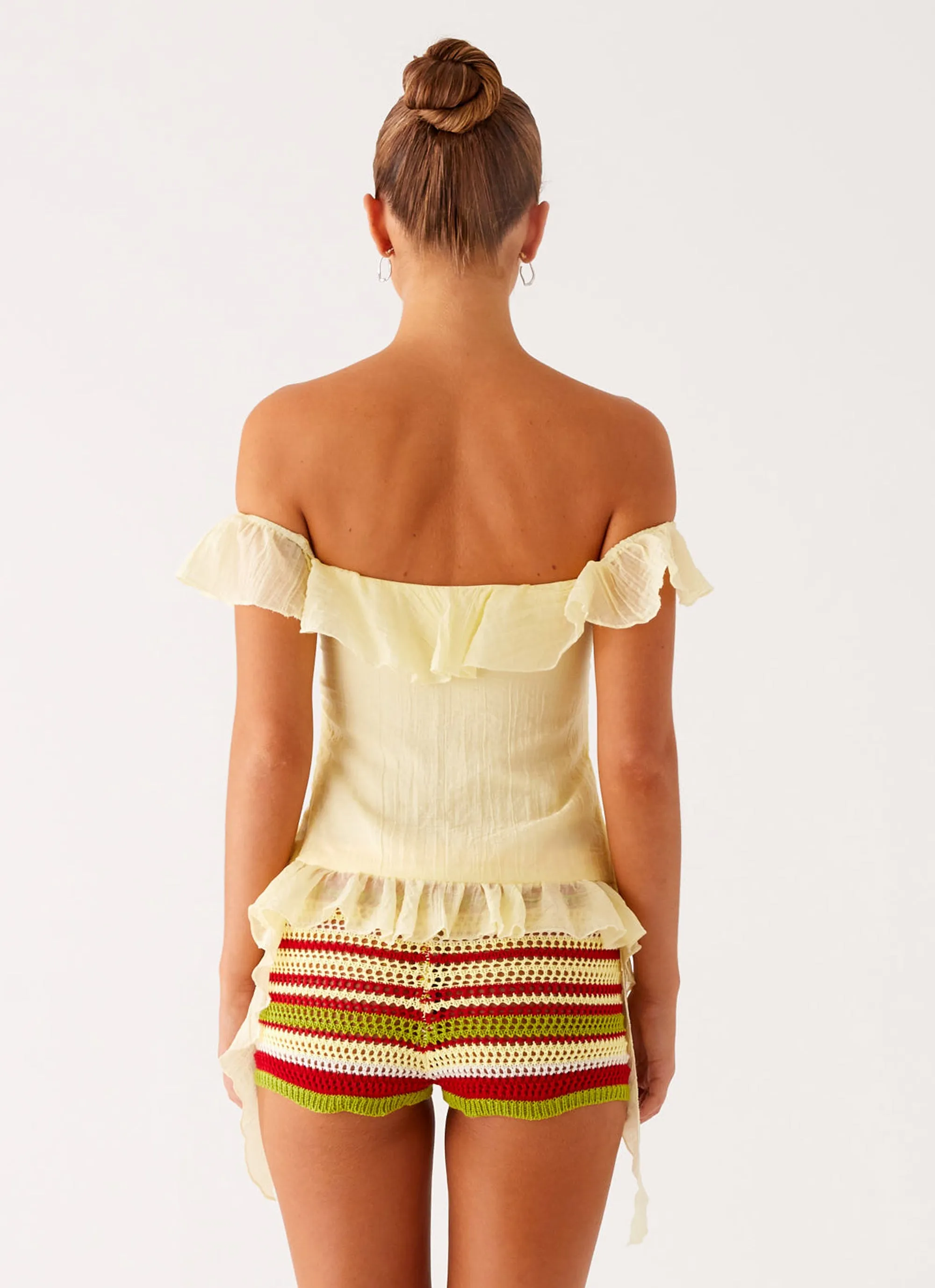 RollUpSleeves Dylan Off Shoulder Top - Yellow