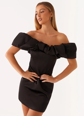 Read My Mind Mini Dress - Black Clean Outline