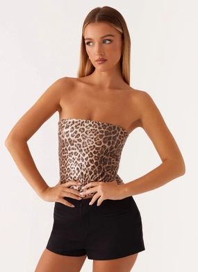DynamicElasticity Feeling Fierce Sequin Tube Top - Leopard Sequin Feeling Fierce Sequin Tube Top - Leopard Sequin Comfortable Wear HighDensity Knit