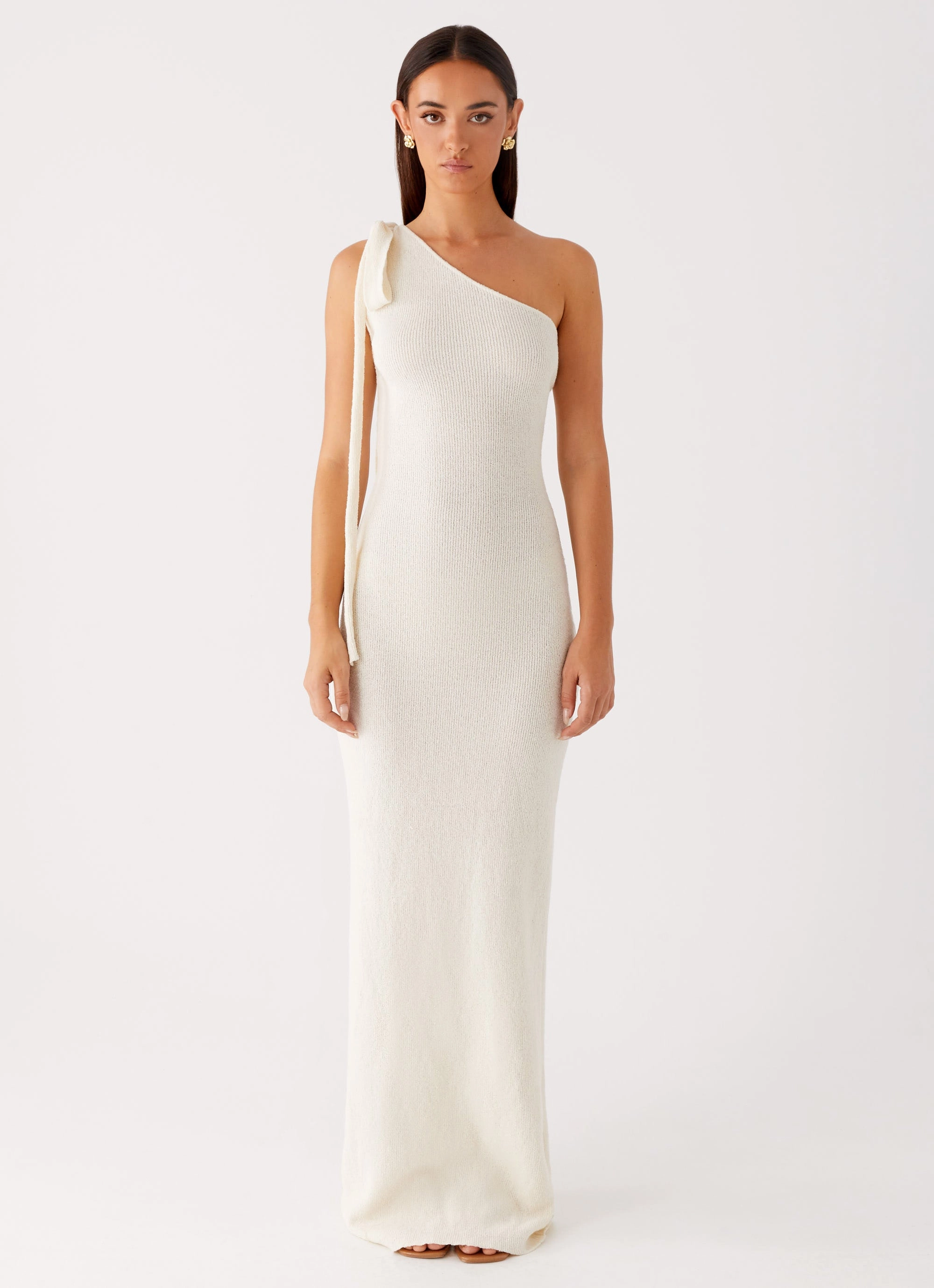 Easton Knit Maxi Dress - White Dreamy Look Peach Tone