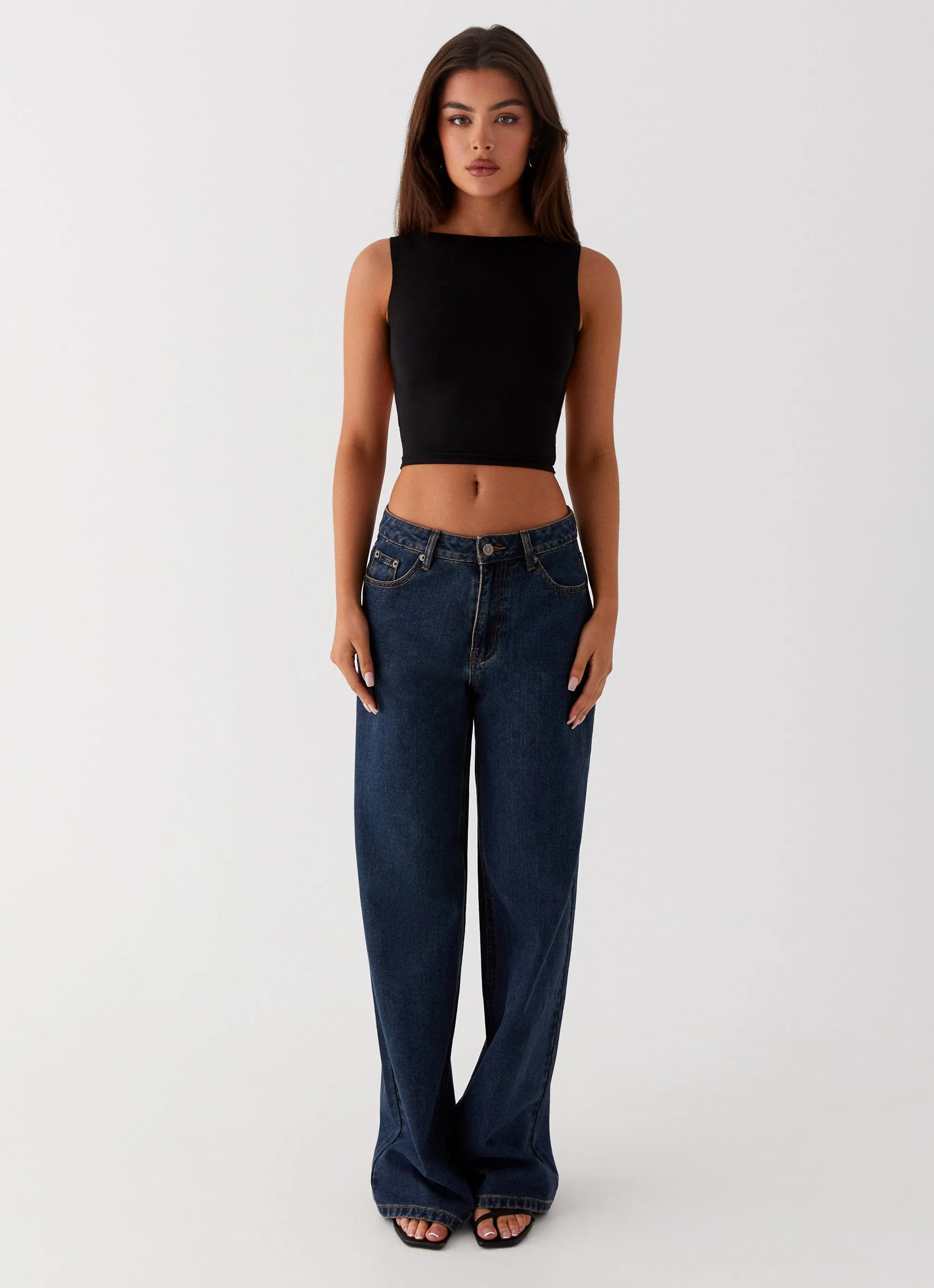Saskie Crop Top - Black Garment Washed HeatSealed Seams