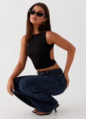 Easy Clean Surface Saskie Crop Top - Black DropShoulder Thermoregulating Fabric Saskie Crop Top - Black