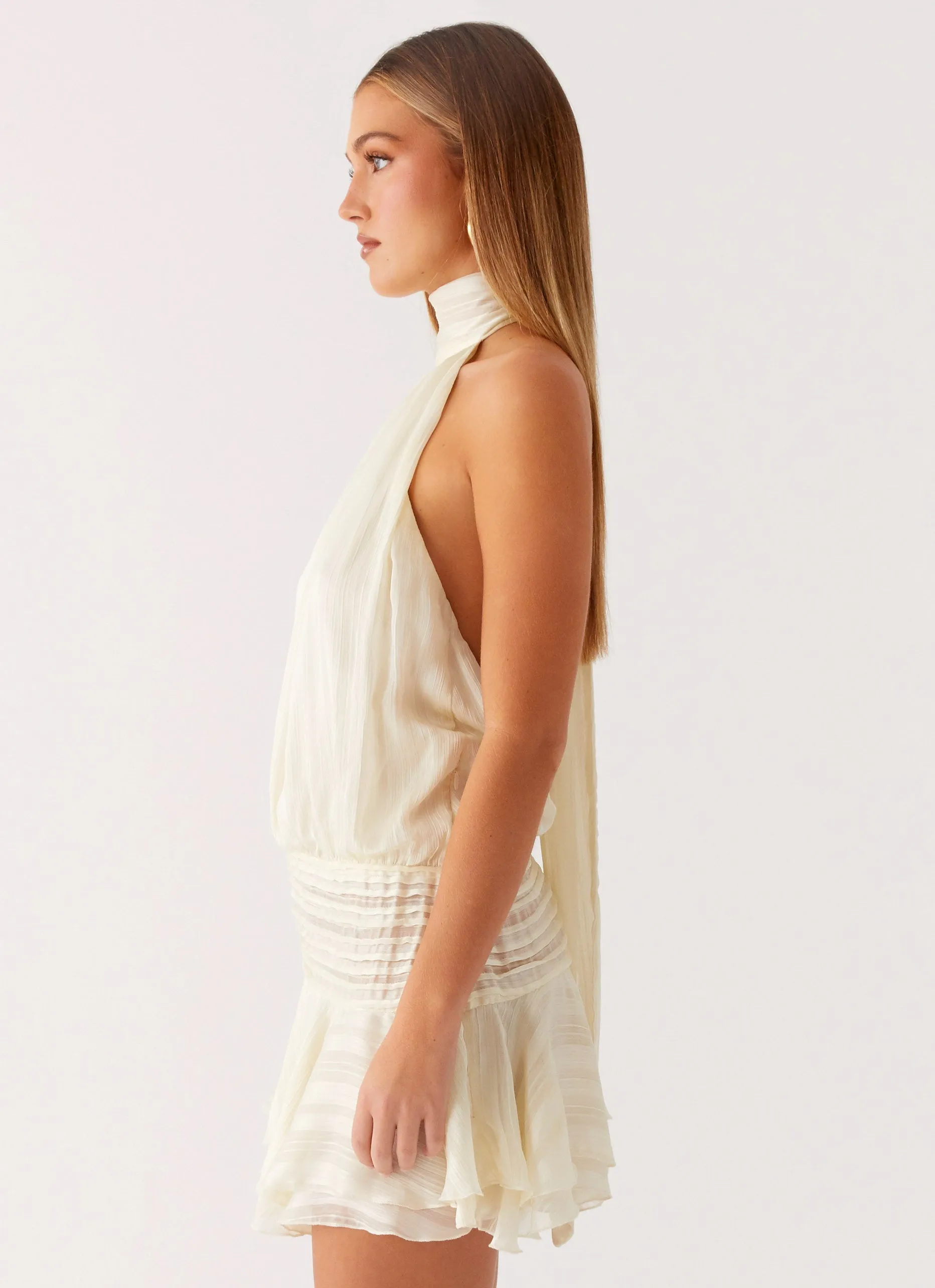 Willow Chiffon Mini Dress - Ivory Tailored Fit Beach Ready