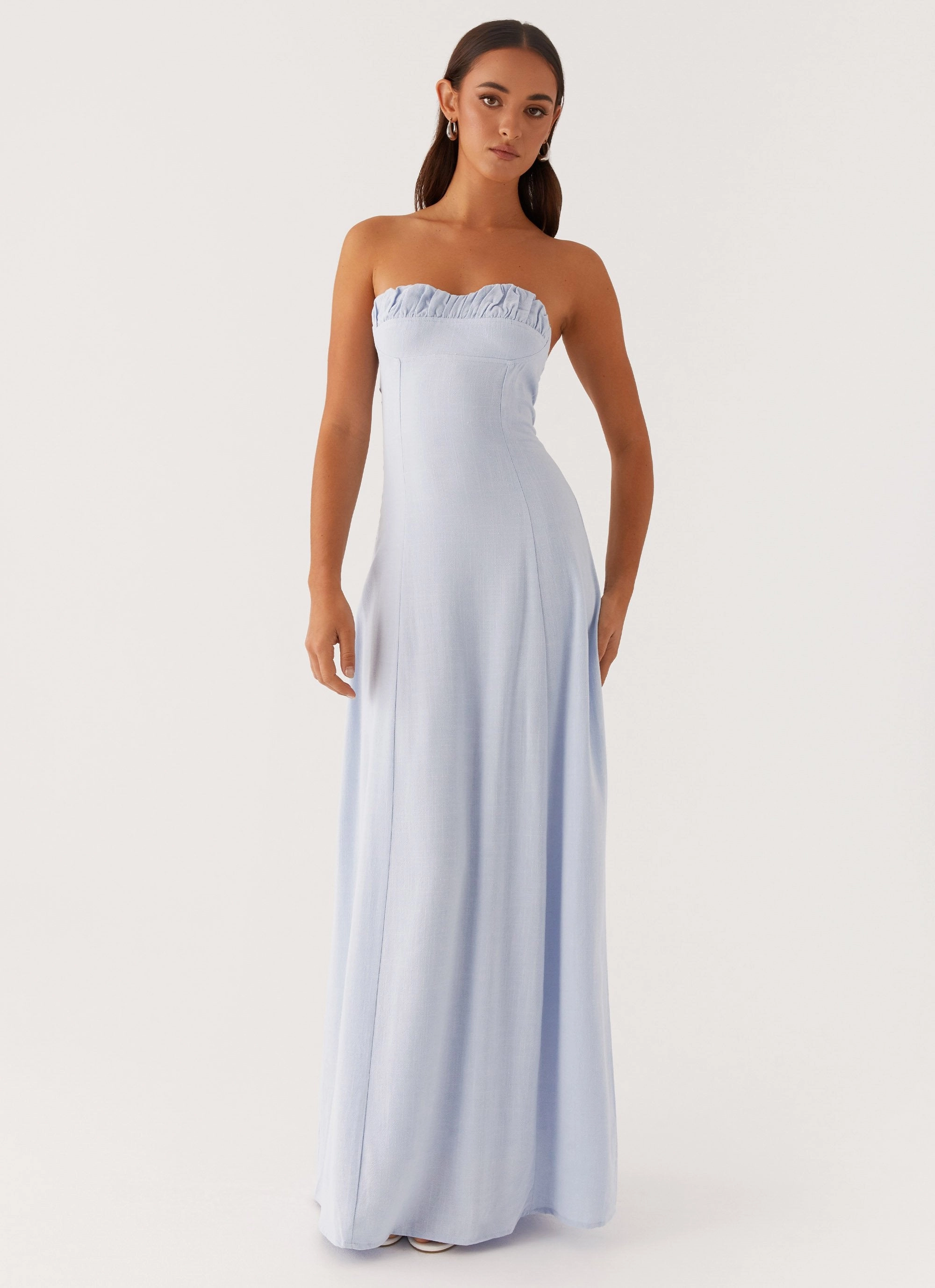 Tayla Linen Maxi Dress - Blue Sophisticated Look