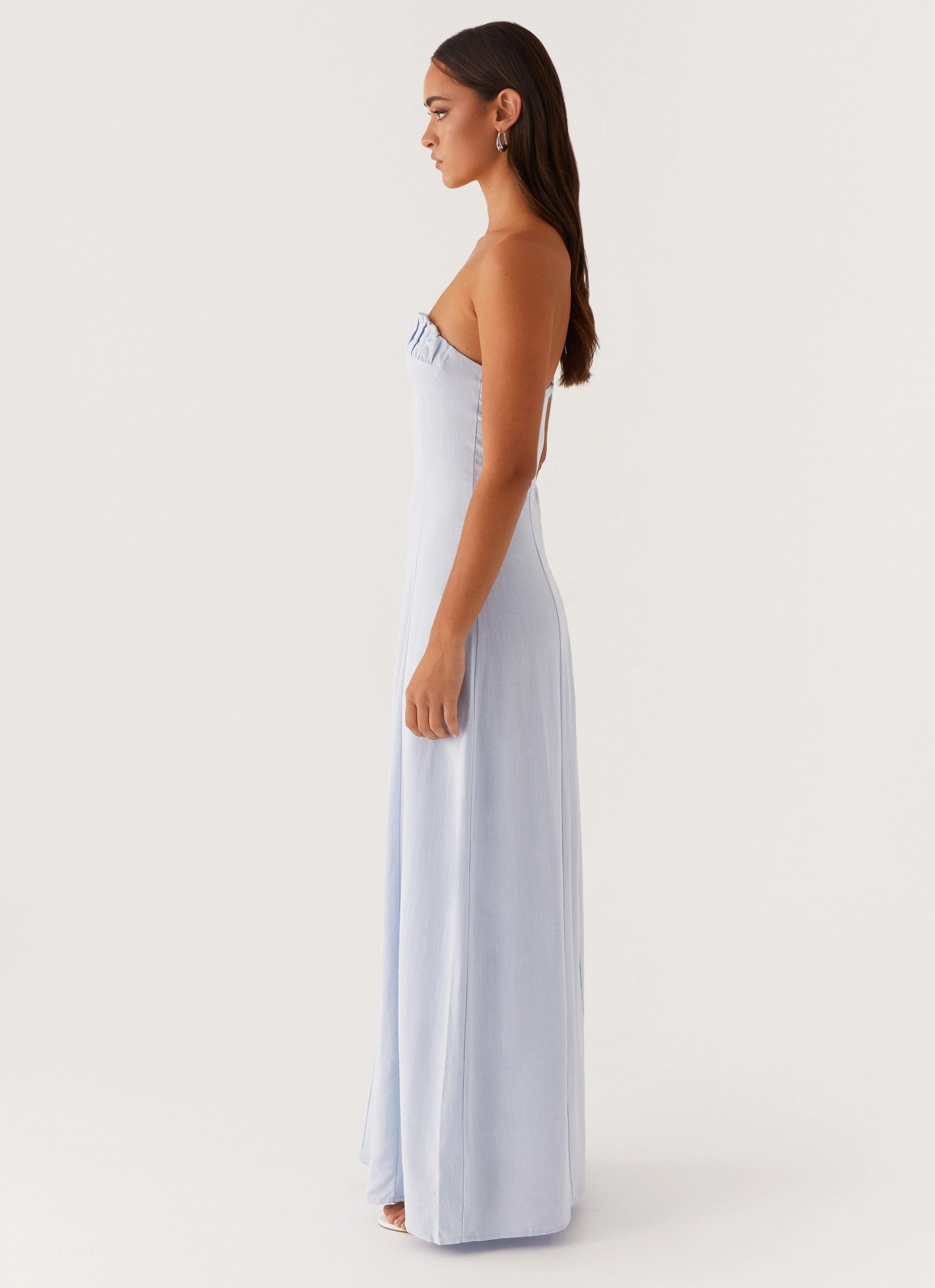 Smart Silhouette Vintage feel Tayla Linen Maxi Dress - Blue