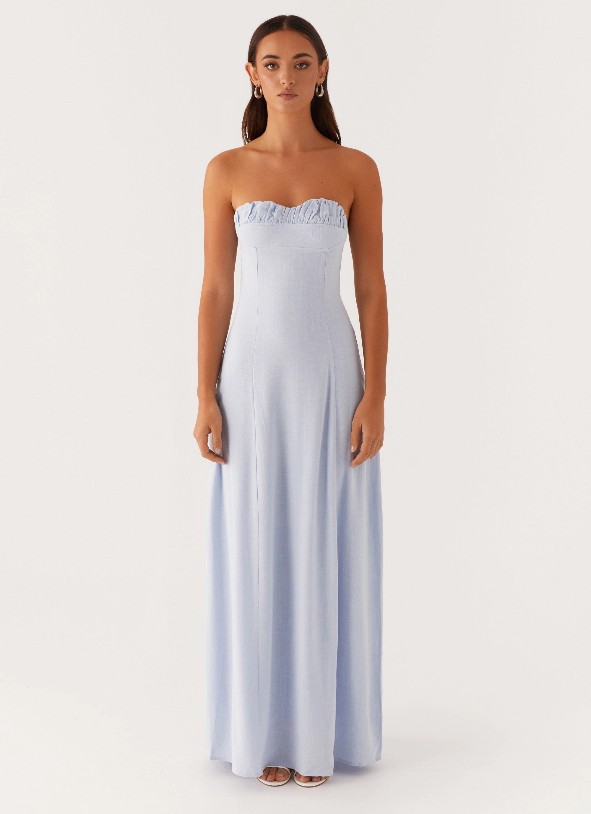 Tayla Linen Maxi Dress - Blue Urban Touch Timeless elegance