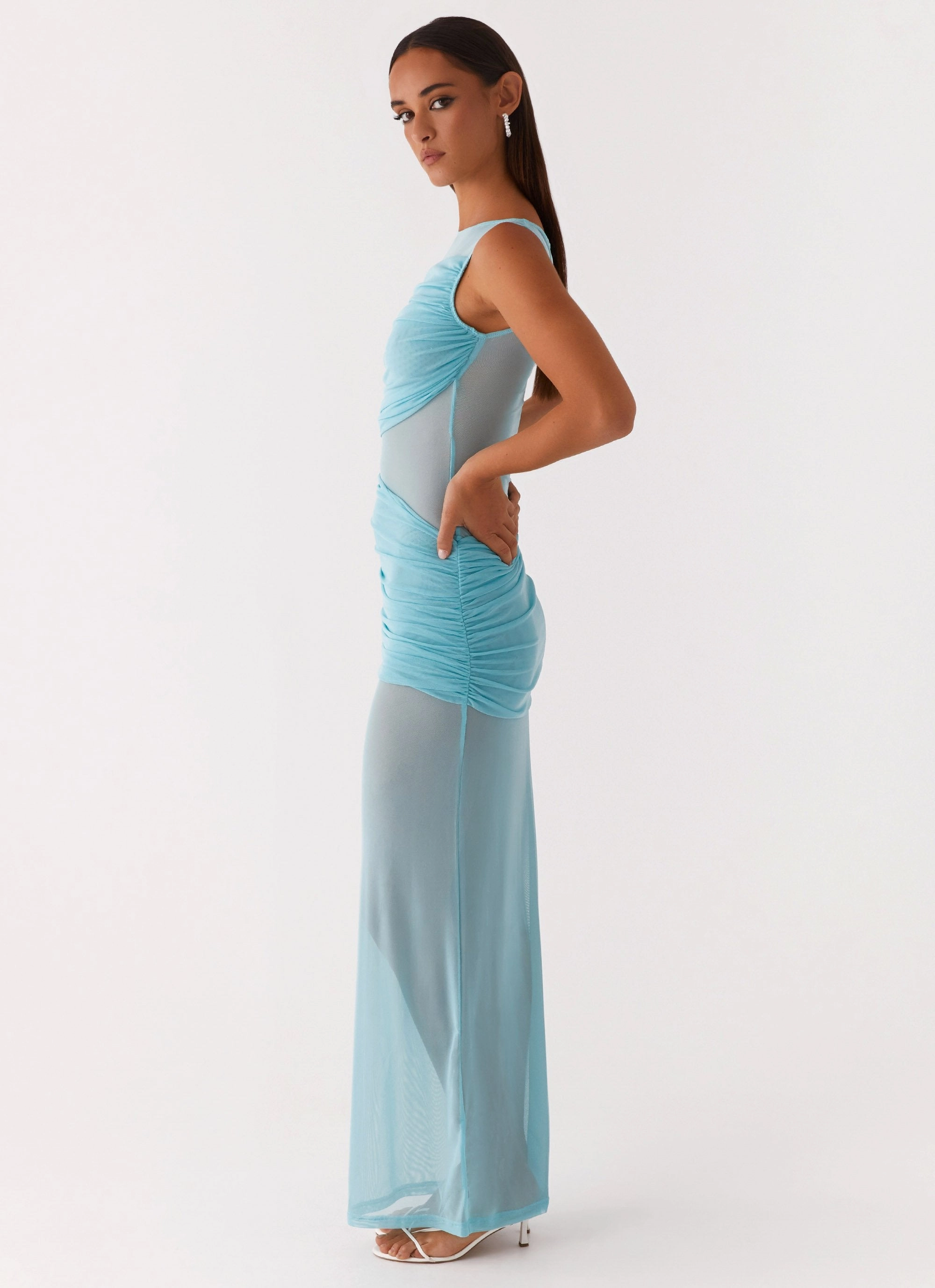 Apollo Maxi Dress - Aqua Sharp Edge