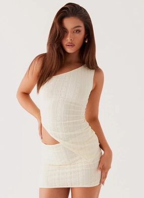 Easy On The Heart One Shoulder Top - Ivory High Collar RubberizedButtonClosures City Style Easy On The Heart One Shoulder Top - Ivory