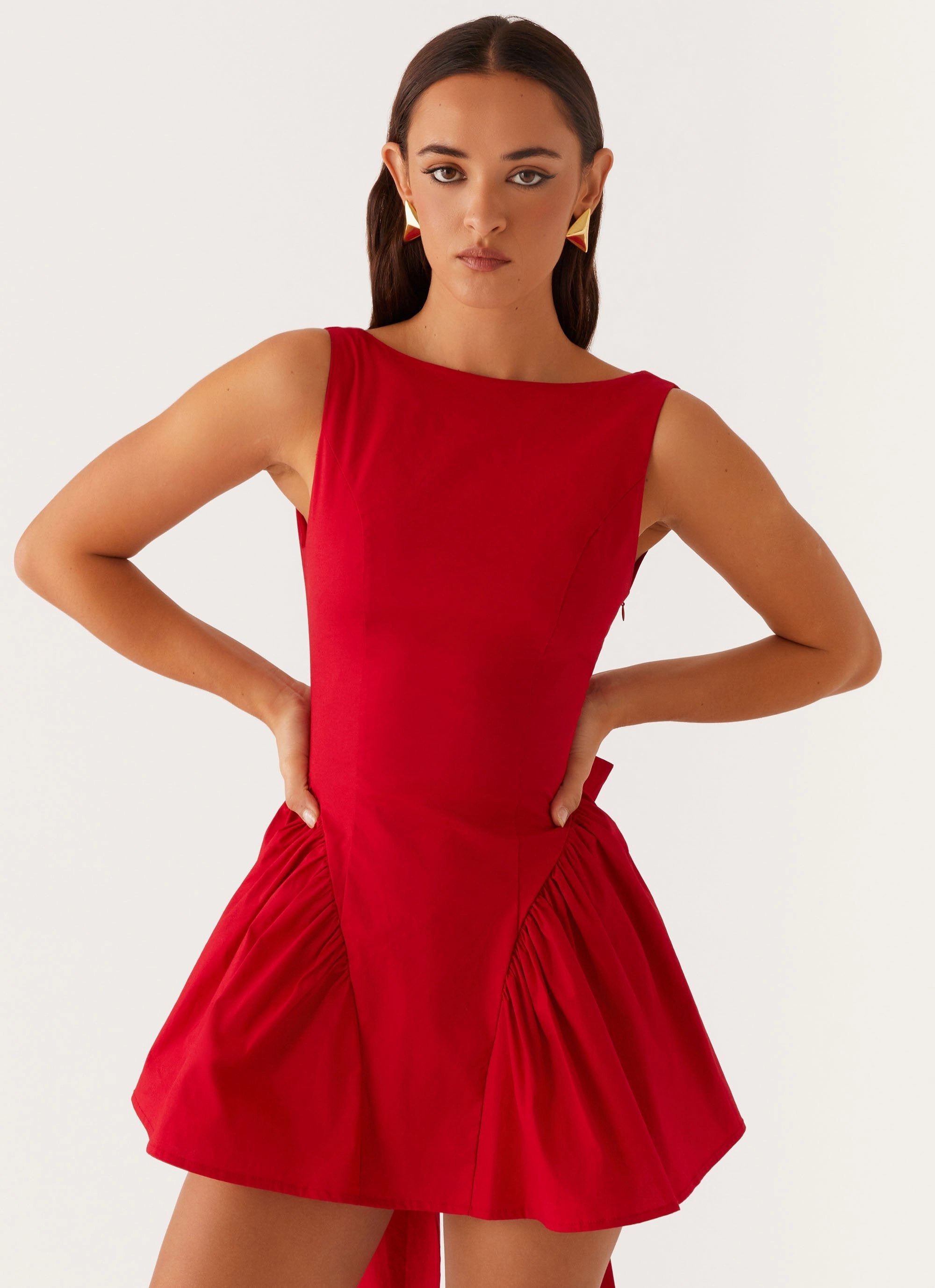 loose silhouette Perfect Layers Invited Mini Dress - Red