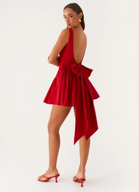 Soft Cut Trendy Cut Invited Mini Dress - Red