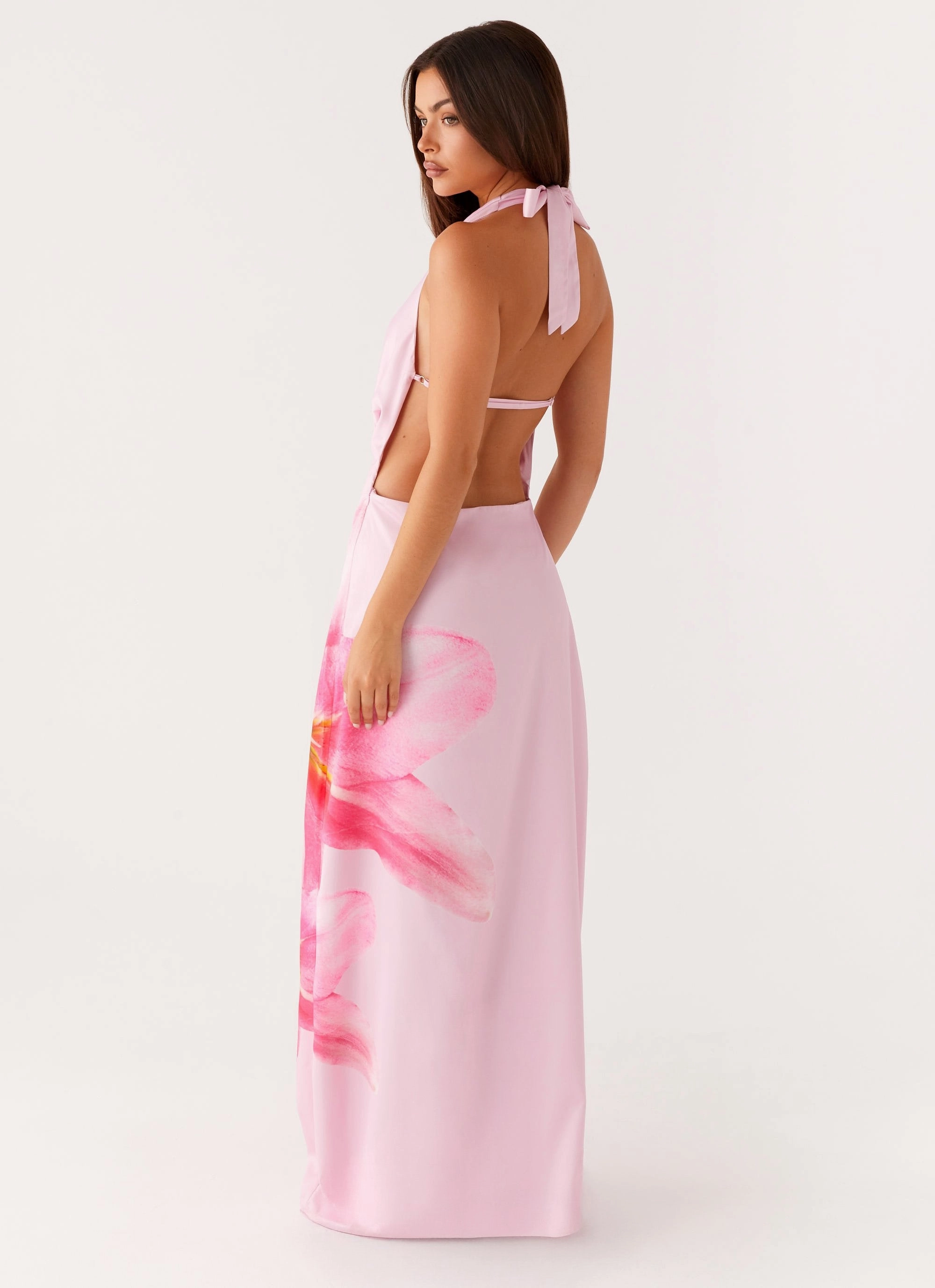 Bryony Cowl Maxi Dress - Pink Timeless Waist Fit Simple Shape