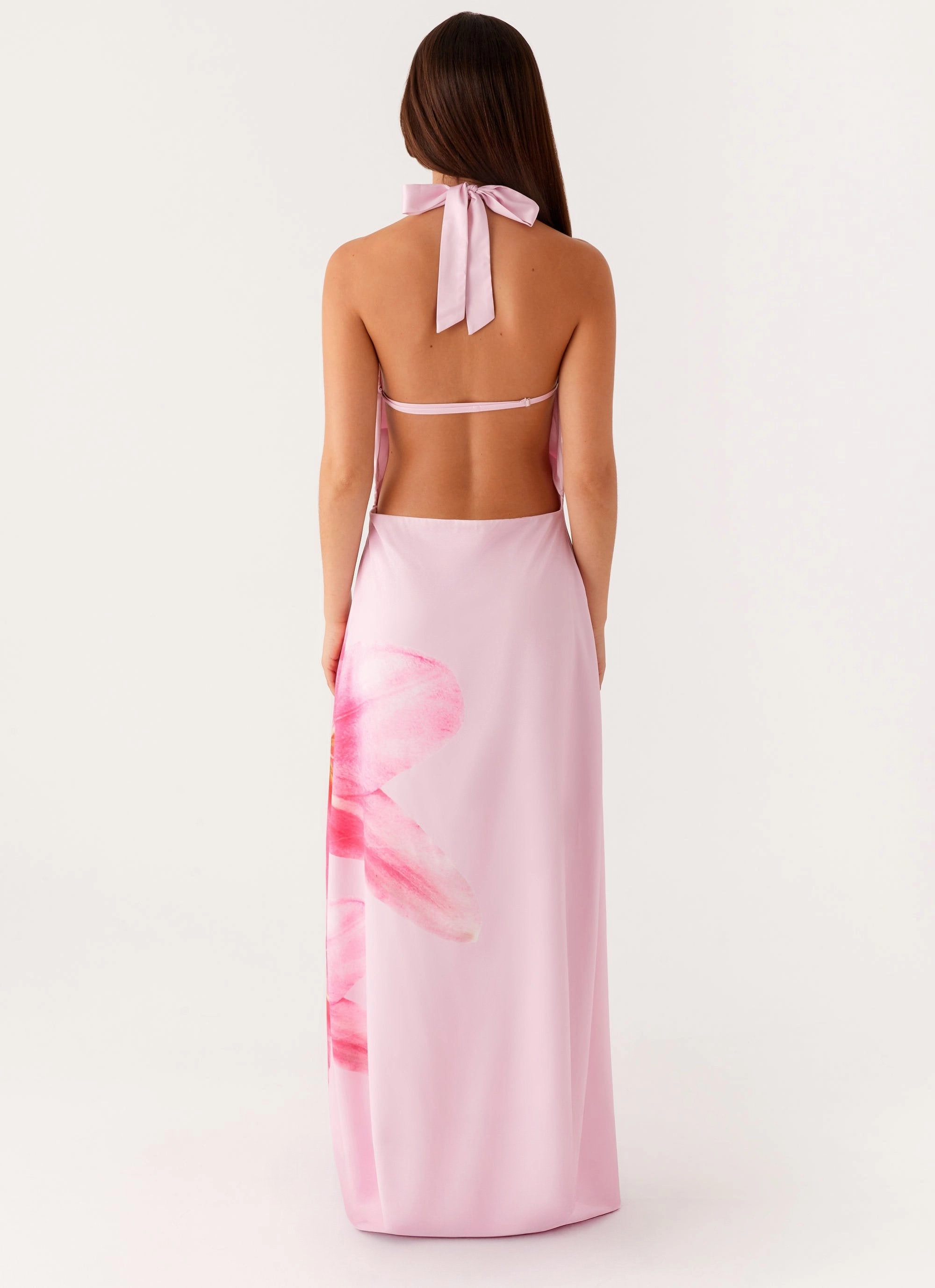 Bryony Cowl Maxi Dress - Pink Flowy Cut