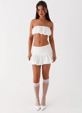 Easygoing Wear Sweet Thing Bubble Crop Top - White Fresh Stitch Light Wear Sweet Thing Bubble Crop Top - White