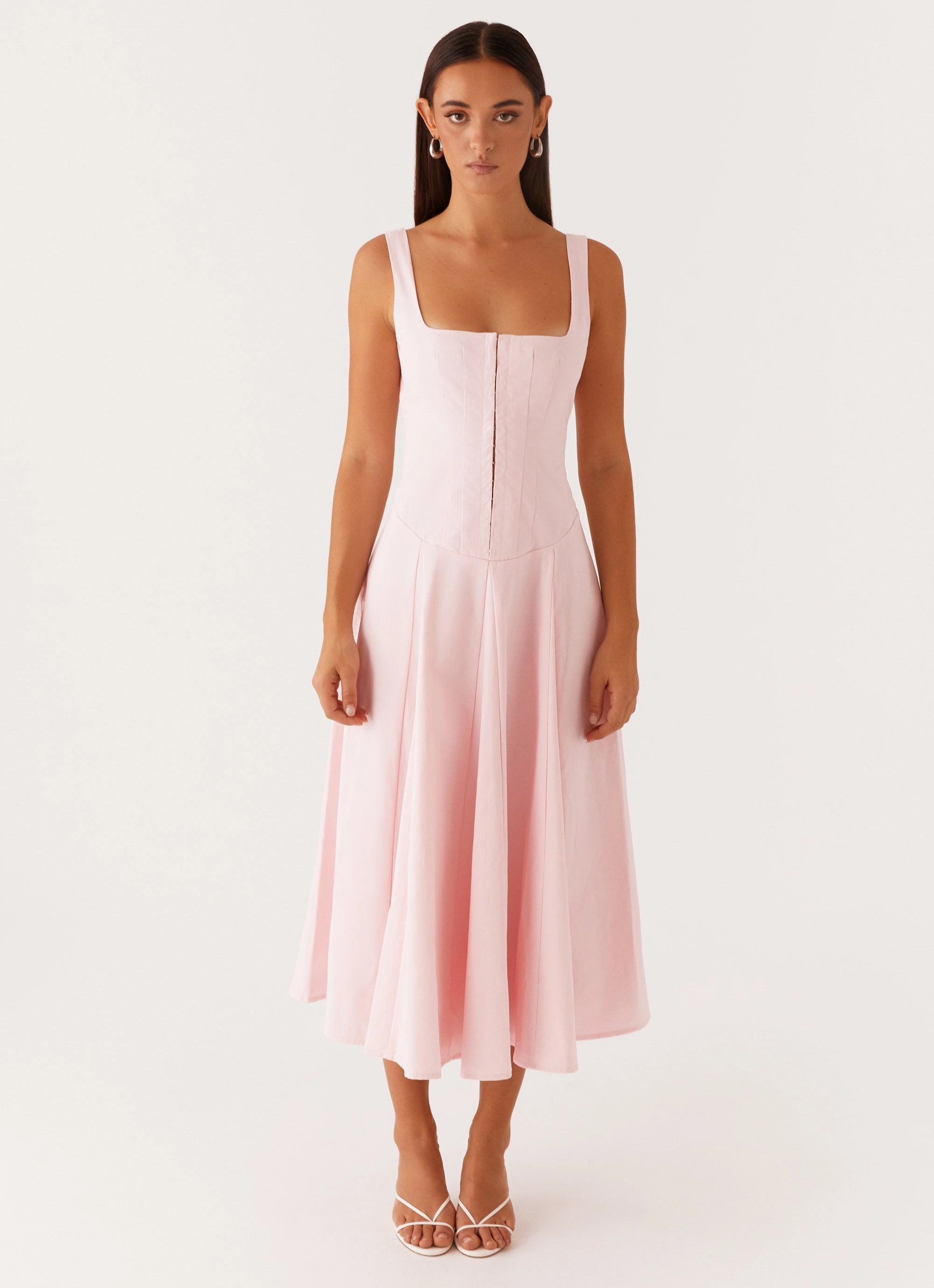 Ebony Midi Dress - Pastel Pink Refined fit Trendy Look